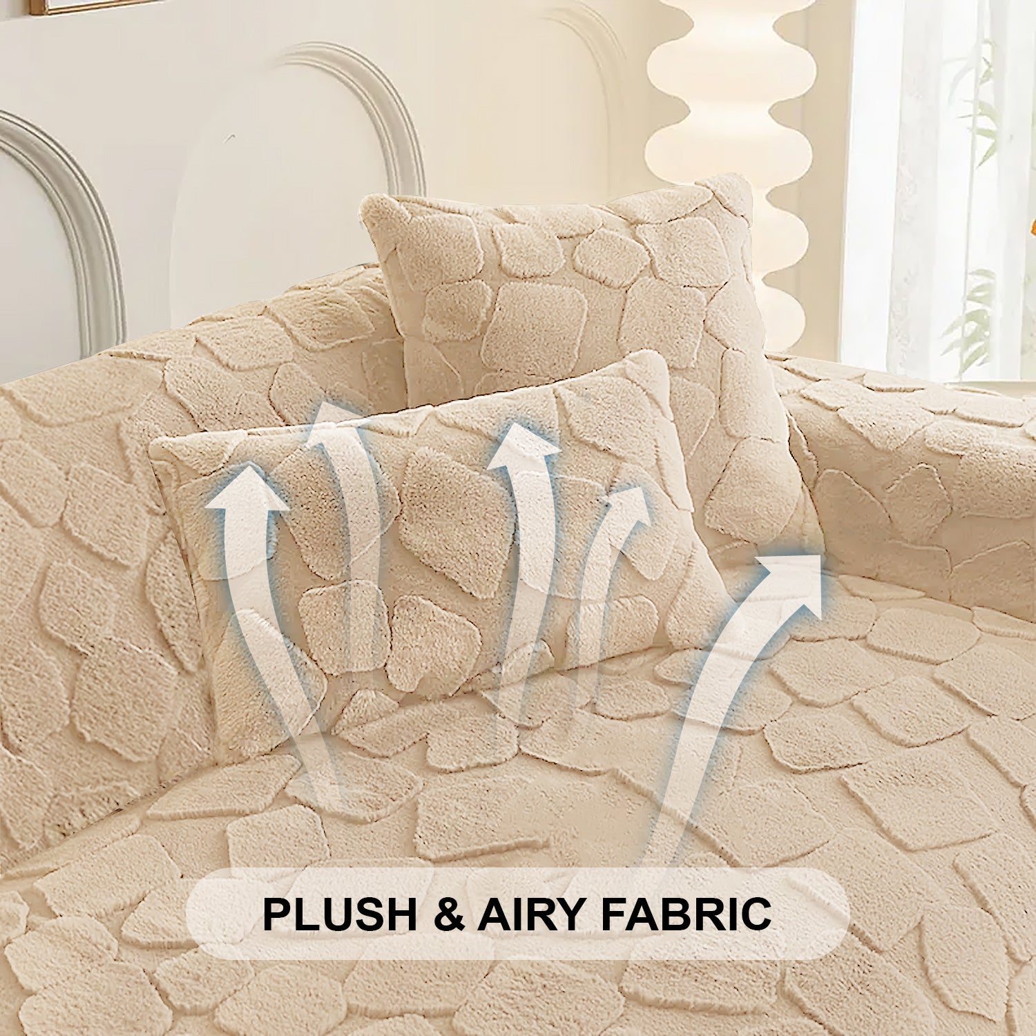Dream Care Premium Square Fur Sofa Cover for L-Shape & 1,2,3 & 4 Seater Sofas || Luxury Plush Sofa Protector || Soft Couch Cover for Living Room