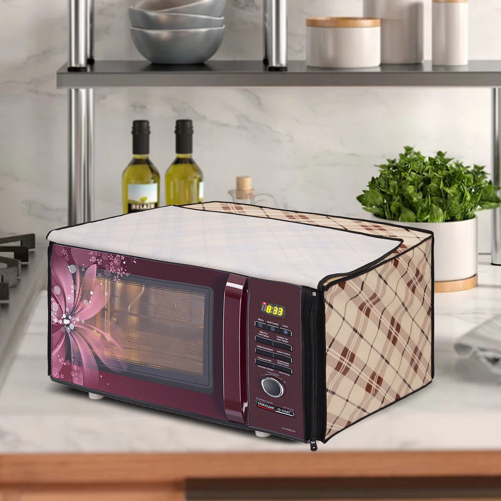 Microwave Oven Cover With Adjustable Front Zipper, CA01