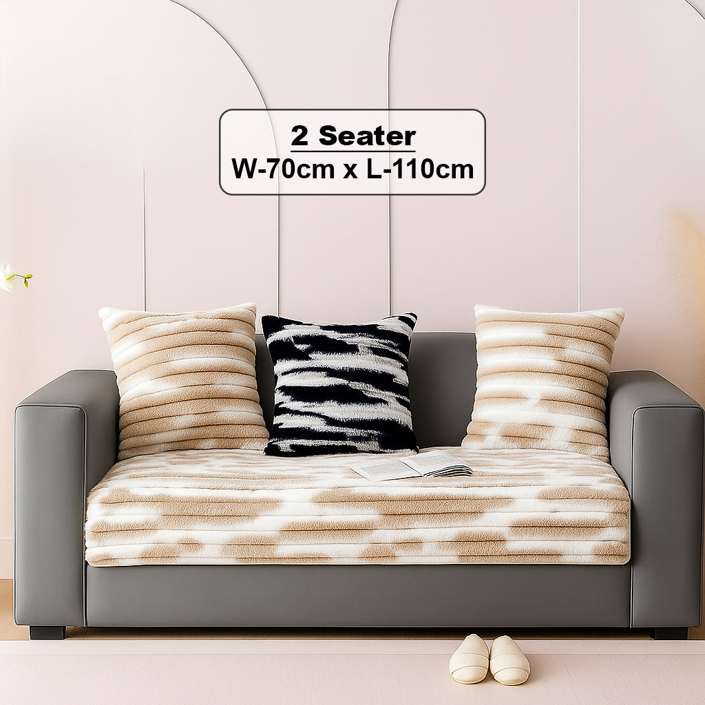 Dream Care Premium Pencil Fur Sofa Cover | Luxury Plush Sofa Protector | Soft Couch Cover for Living Room