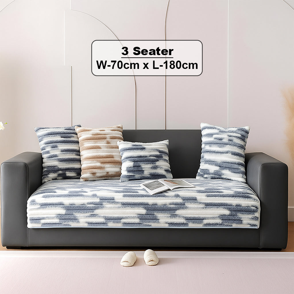 Dream Care Premium Pencil Fur Sofa Cover | Luxury Plush Sofa Protector | Soft Couch Cover for Living Room