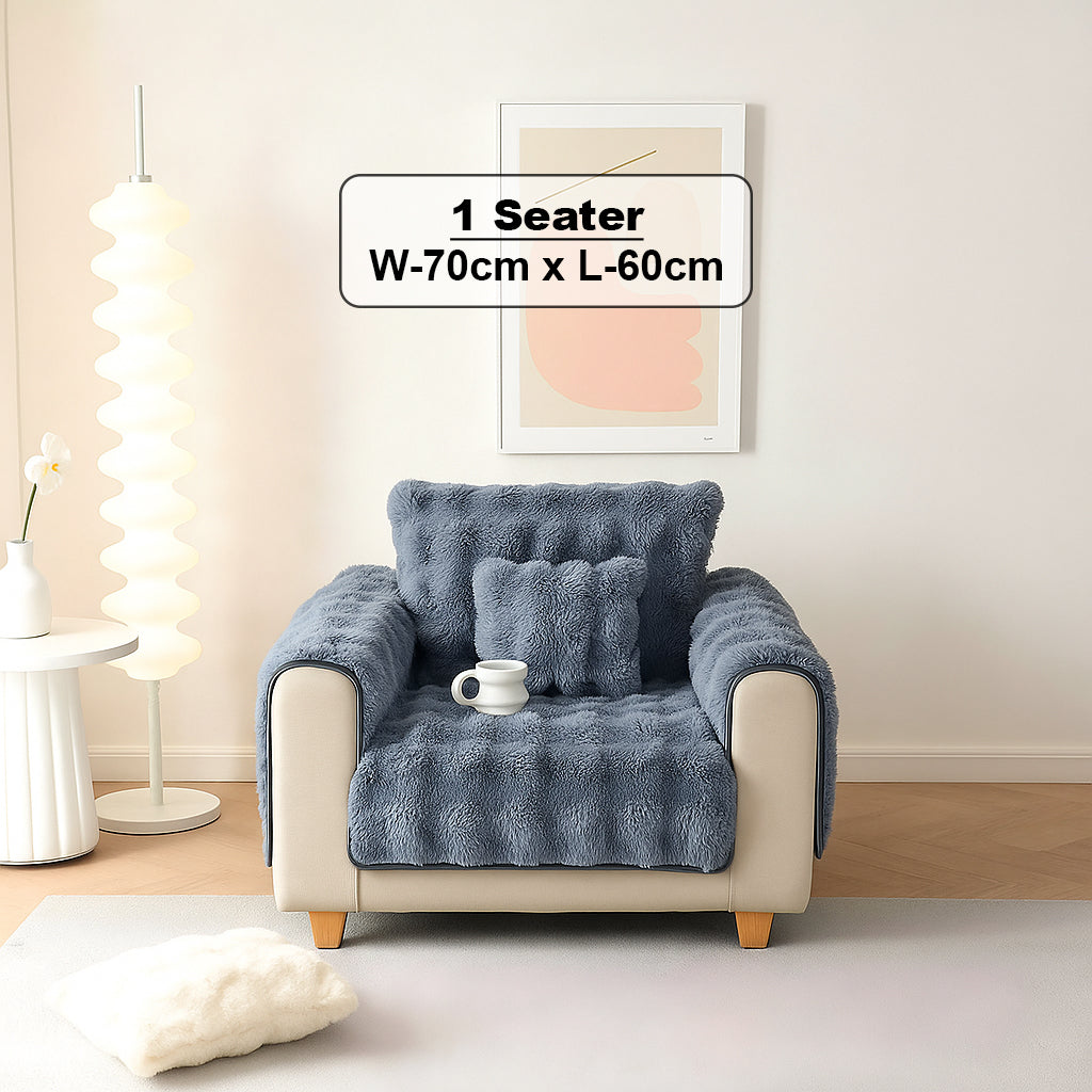 Dream Care Premium Rabbit Fur Sofa Cover for L-Shape & 1,2,3 & 4 Seater Sofas || Luxury Plush Sofa Protector || Soft Couch Cover for Living Room