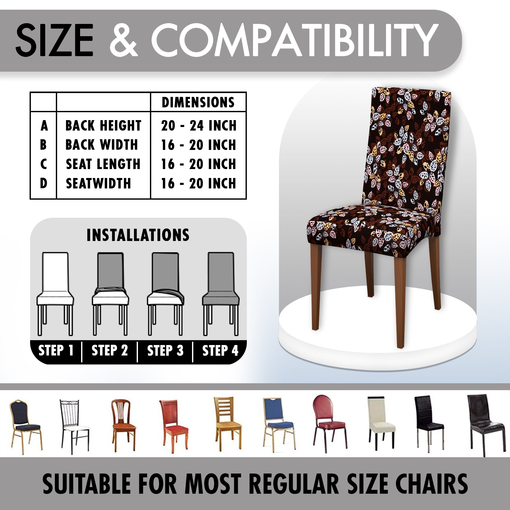 Polyester Spandex Stretchable Printed Chair Cover, MG02