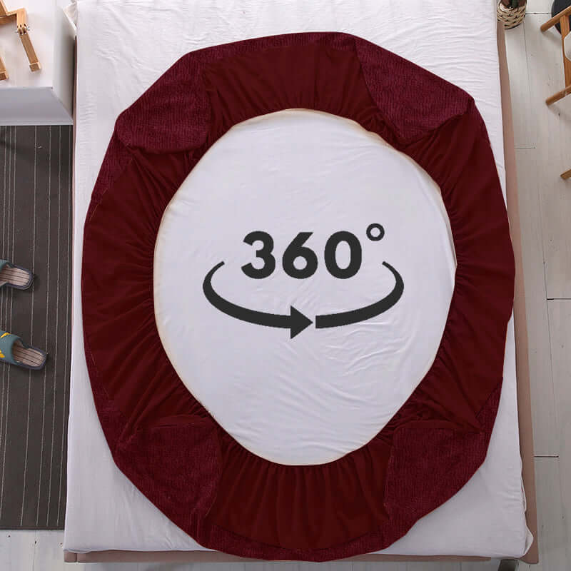 Waterproof Mattress Protector with 360 Degree Elastic Strap, Luxury Terry (Maroon, Available in 16 Sizes)