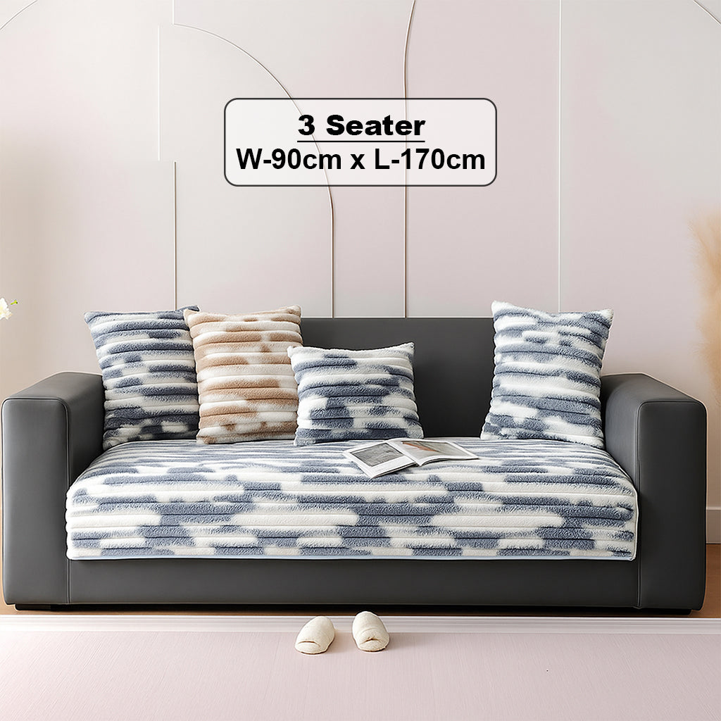Dream Care Premium Pencil Fur Sofa Cover | Luxury Plush Sofa Protector | Soft Couch Cover for Living Room