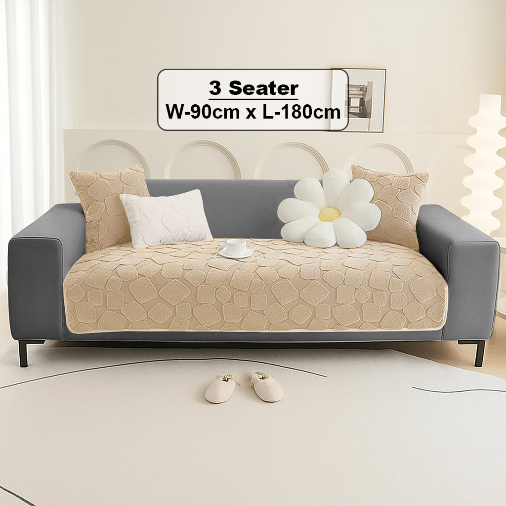 Dream Care Premium Square Fur Sofa Cover for L-Shape & 1,2,3 & 4 Seater Sofas || Luxury Plush Sofa Protector || Soft Couch Cover for Living Room