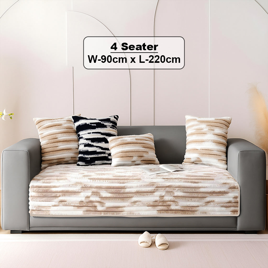 Dream Care Premium Pencil Fur Sofa Cover | Luxury Plush Sofa Protector | Soft Couch Cover for Living Room