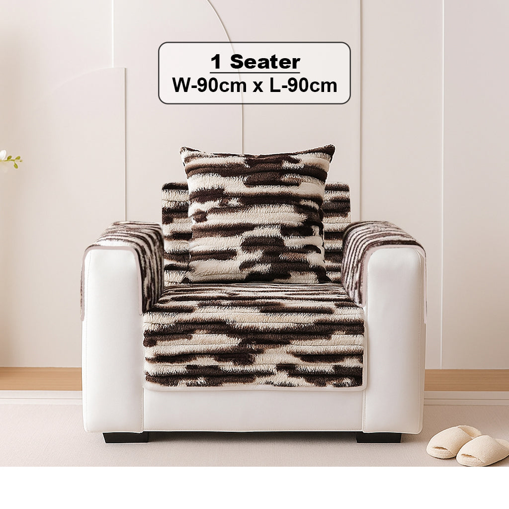 Dream Care Premium Pencil Fur Sofa Cover | Luxury Plush Sofa Protector | Soft Couch Cover for Living Room