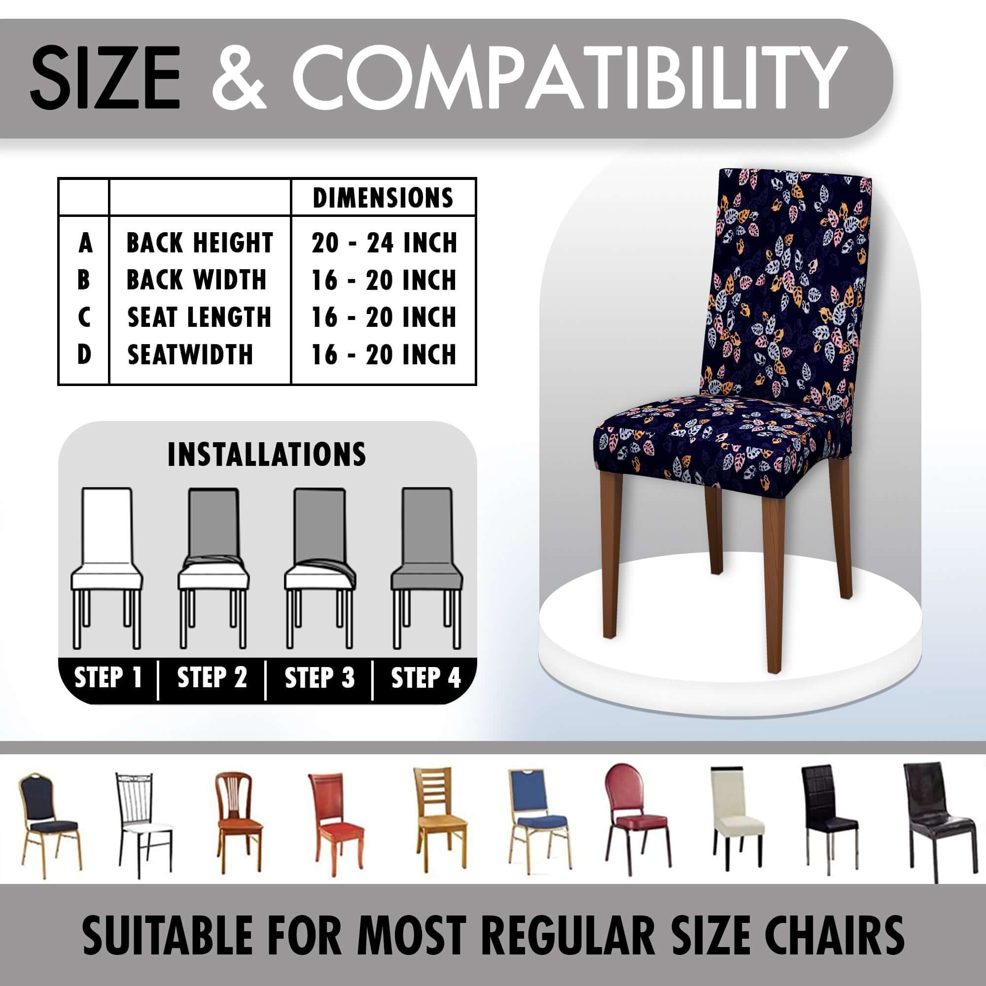 Polyester Spandex Stretchable Printed Chair Cover, MG01