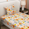 Printed Flower and Leaf Design Bedsheet With Pillow Covers CHP09 | Dream Care
