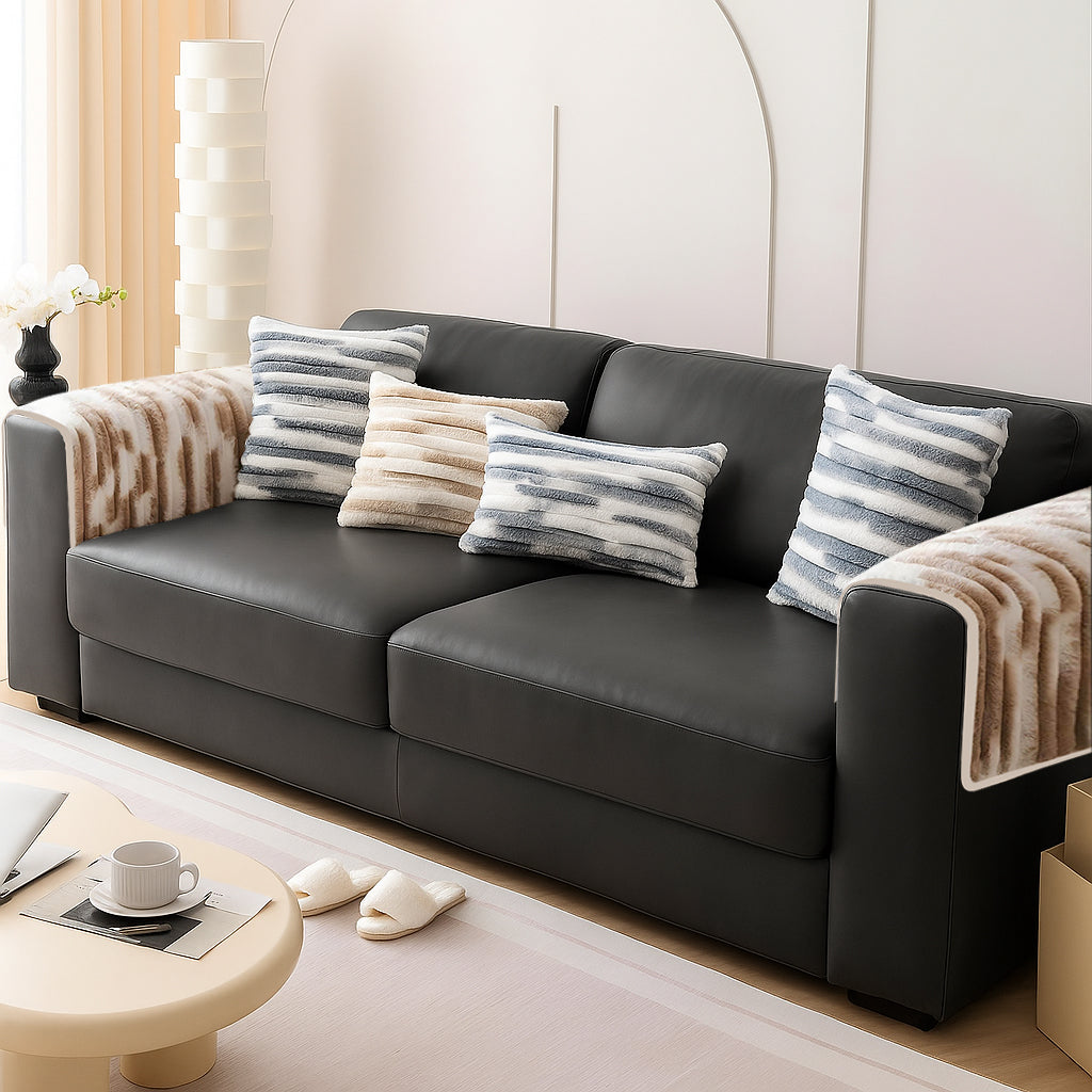 Dream Care Premium Pencil Fur Sofa Cover | Luxury Plush Sofa Protector | Soft Couch Cover for Living Room