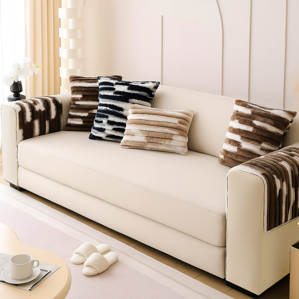 Dream Care Premium Pencil Fur Sofa Cover | Luxury Plush Sofa Protector | Soft Couch Cover for Living Room
