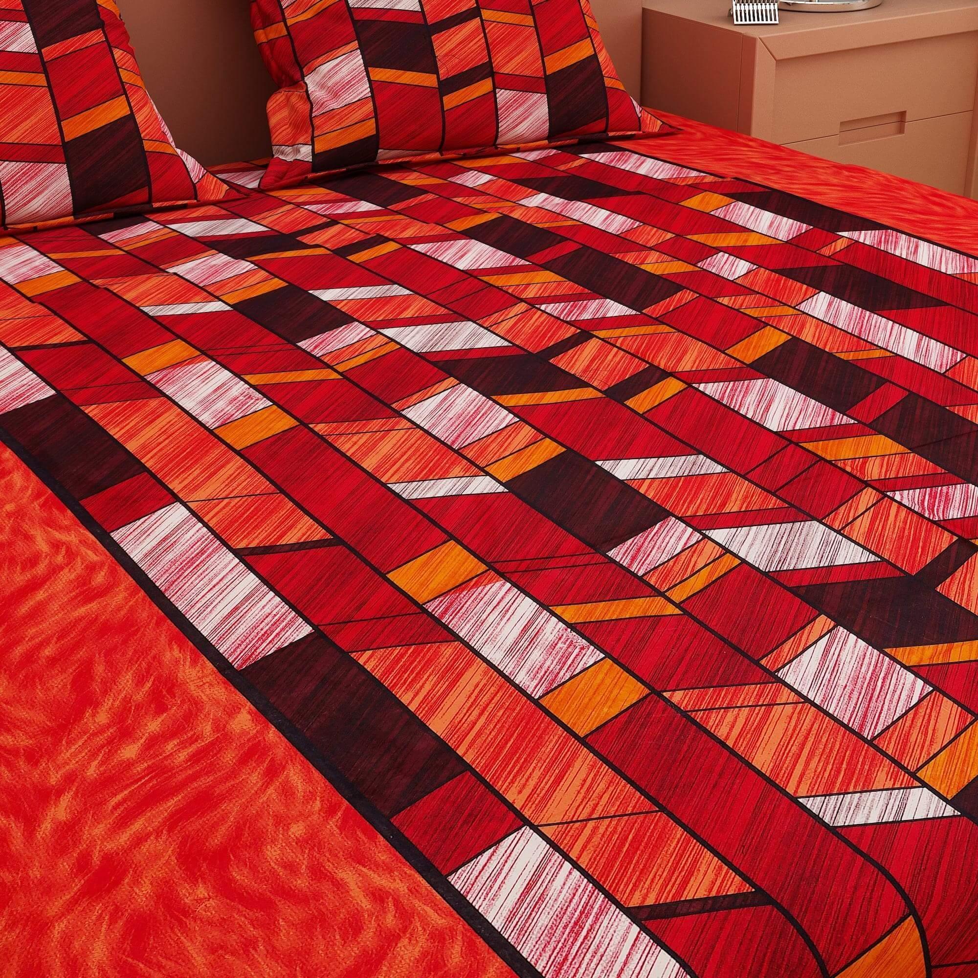 Abstract Print Red 120 TC 100% Pure Cotton Bedsheet