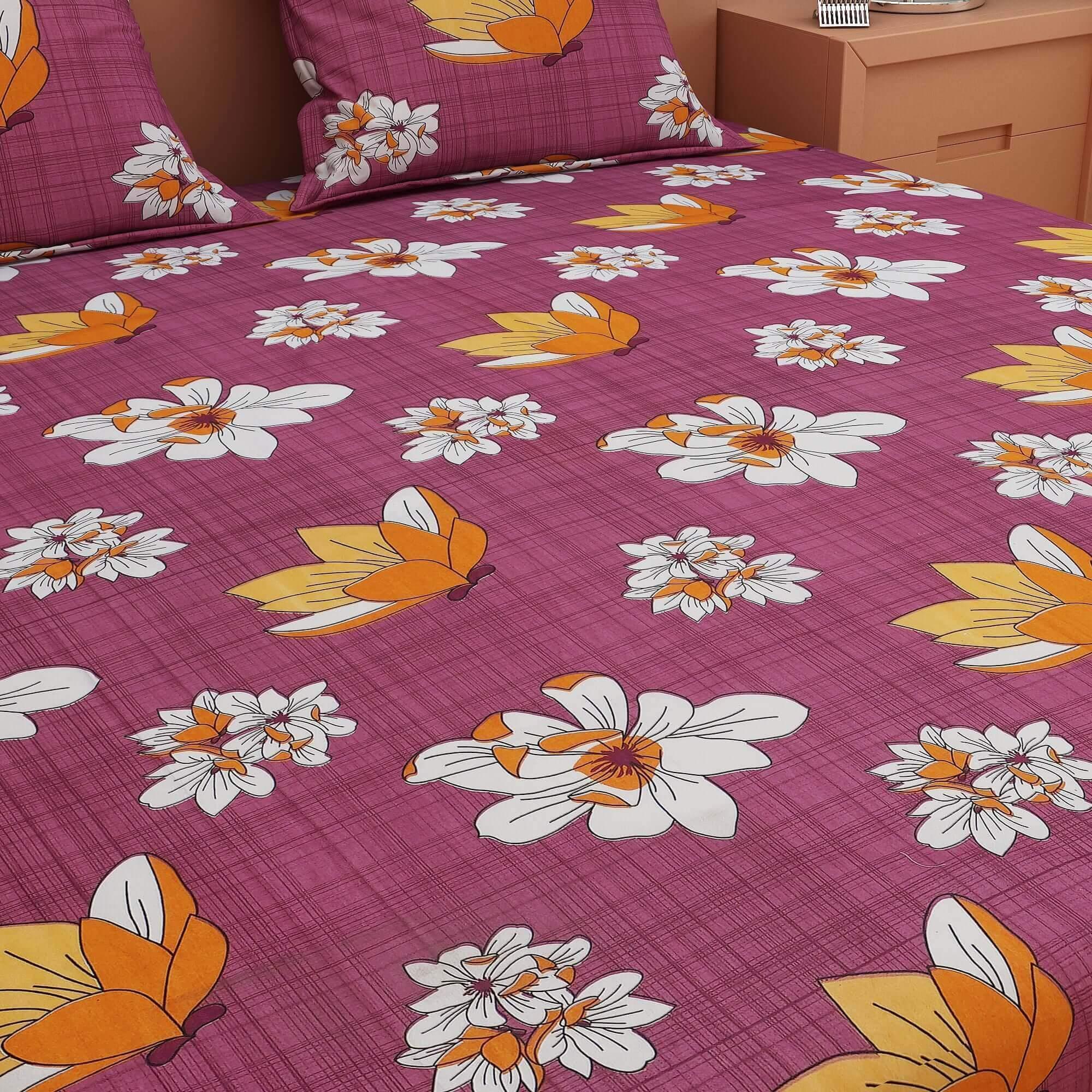 Abstract Print Maroon 120 TC 100% Pure Cotton Bedsheet