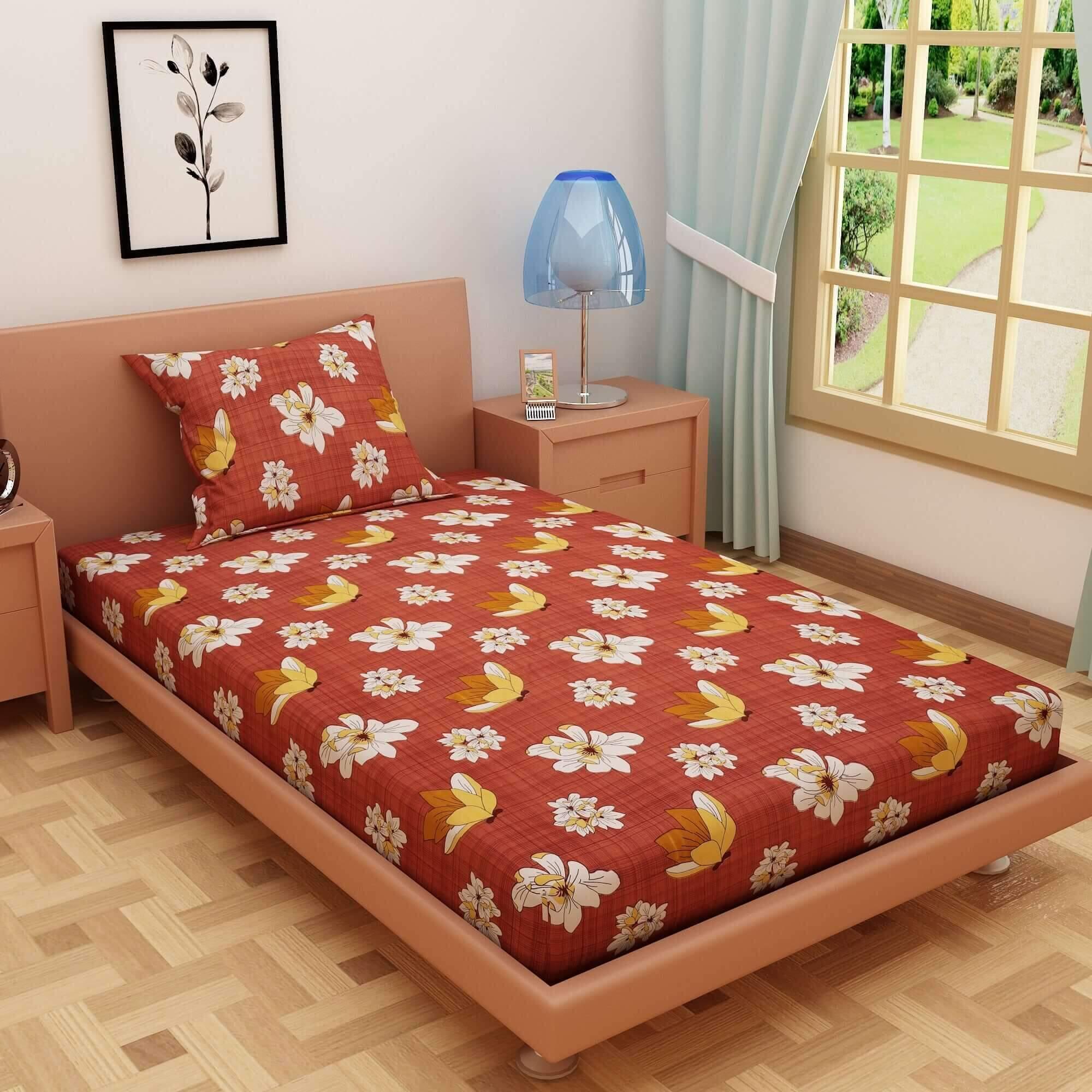 Abstract Print Brown 120 TC 100% Pure Cotton Bedsheet