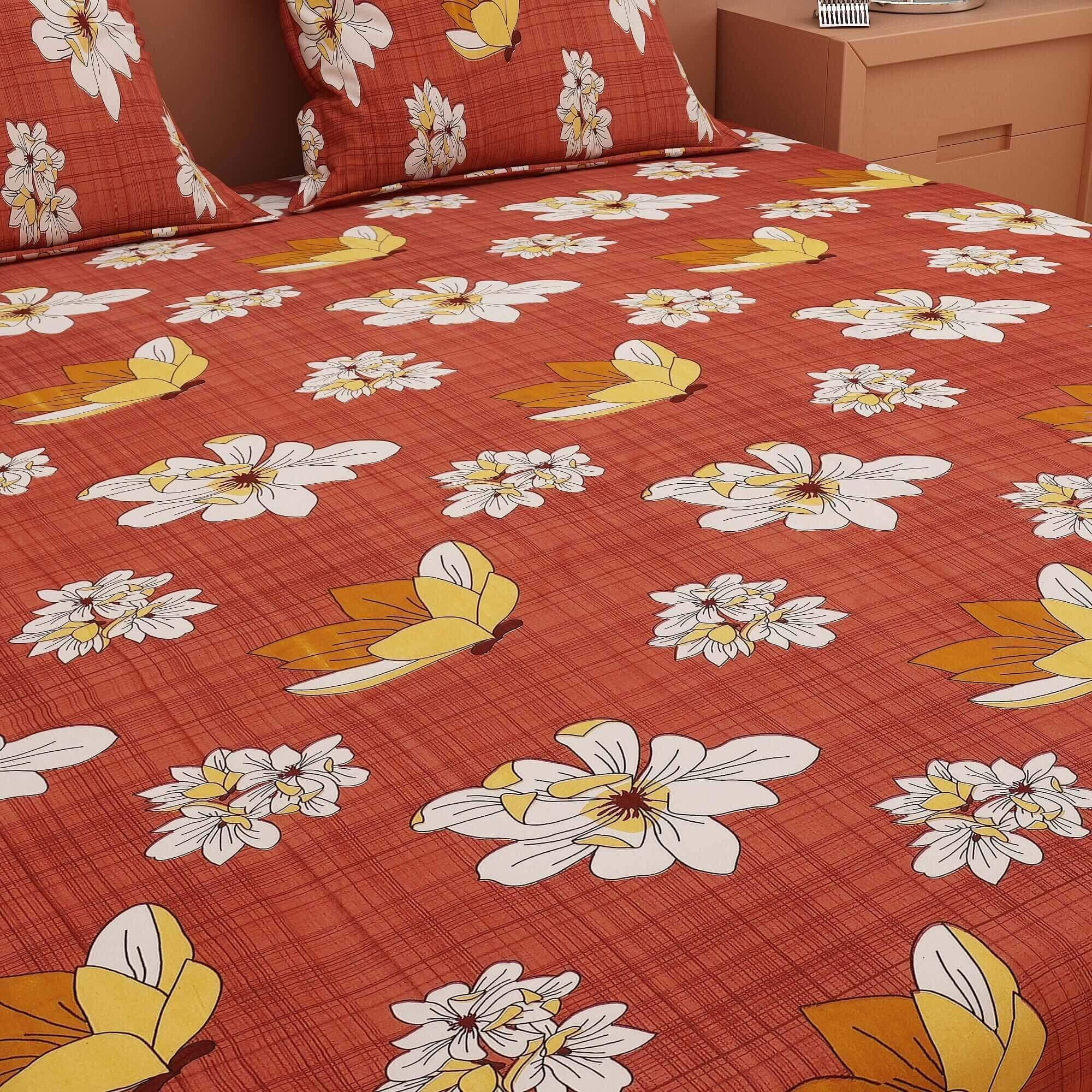 Abstract Print Brown 120 TC 100% Pure Cotton Bedsheet