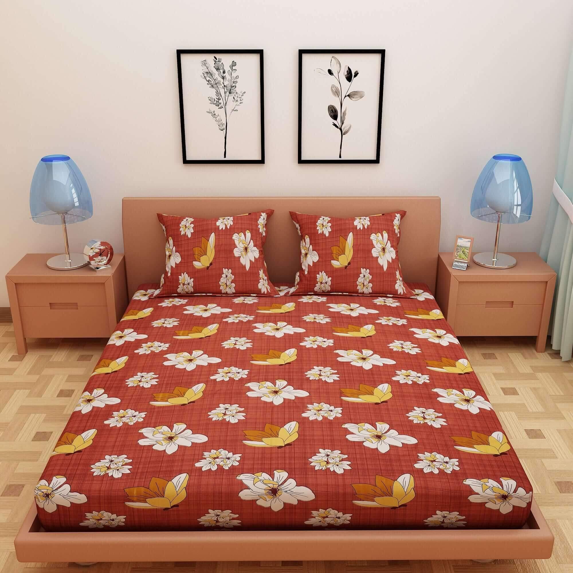 Abstract Print Brown 120 TC 100% Pure Cotton Bedsheet