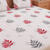 Bold Leafy Red & Grey 120 TC 100% Pure Cotton Bedsheet