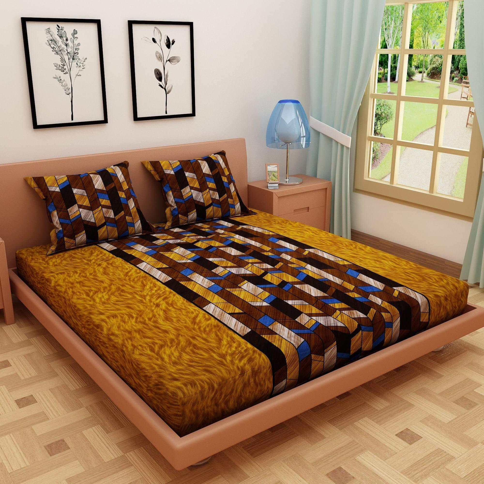 Abstract Print Sand 120 TC 100% Pure Cotton Bedsheet
