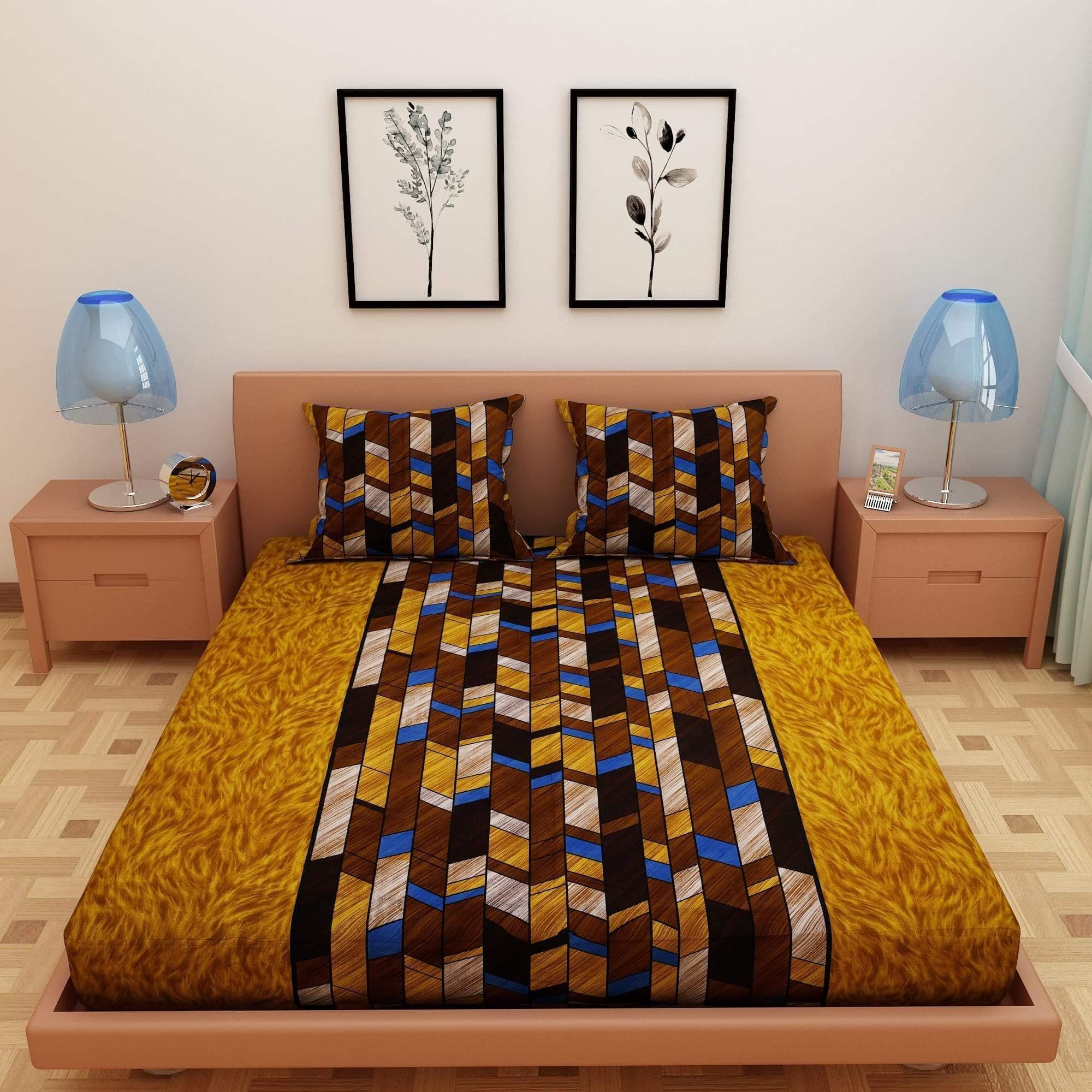 Abstract Print Sand 120 TC 100% Pure Cotton Bedsheet