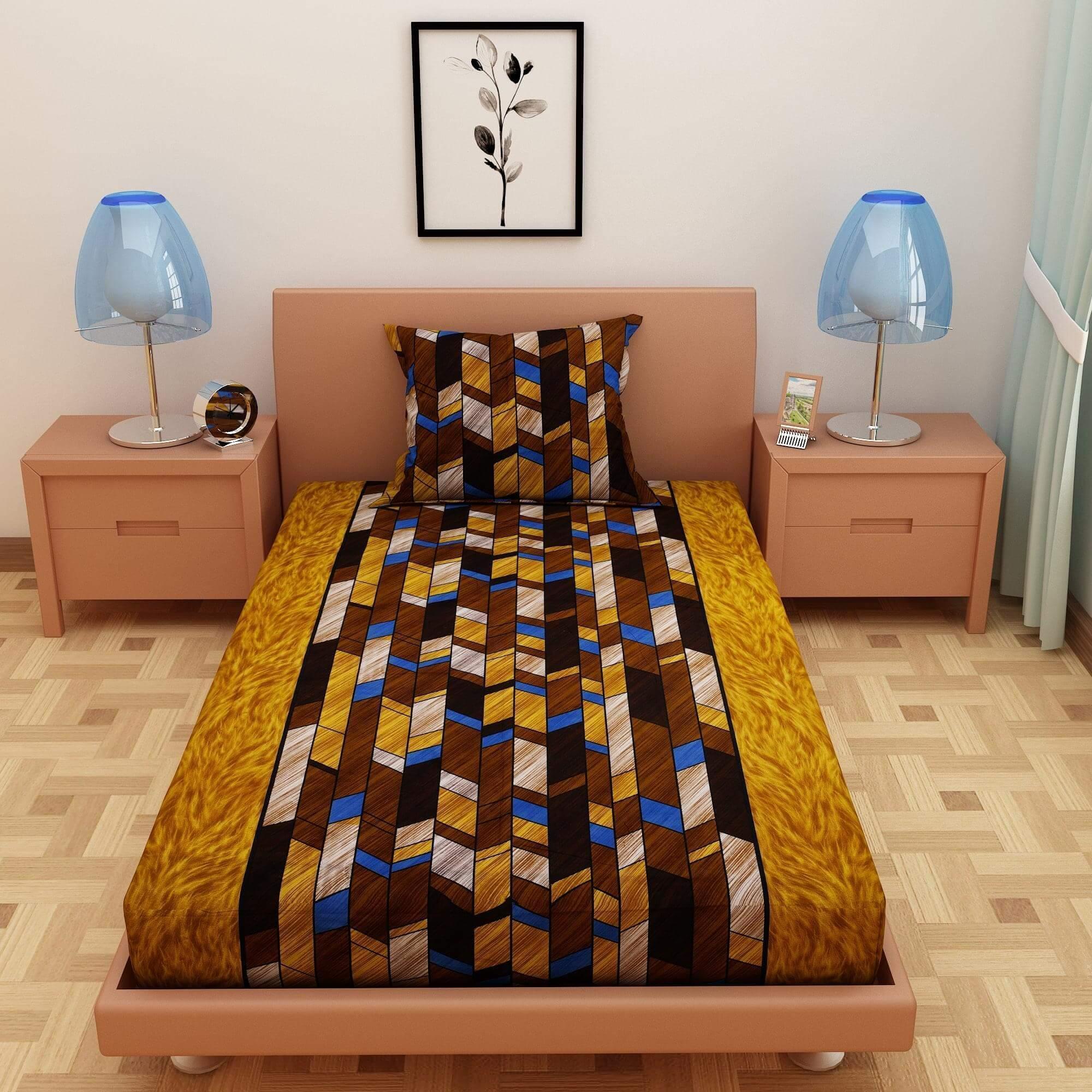 Abstract Print Sand 120 TC 100% Pure Cotton Bedsheet
