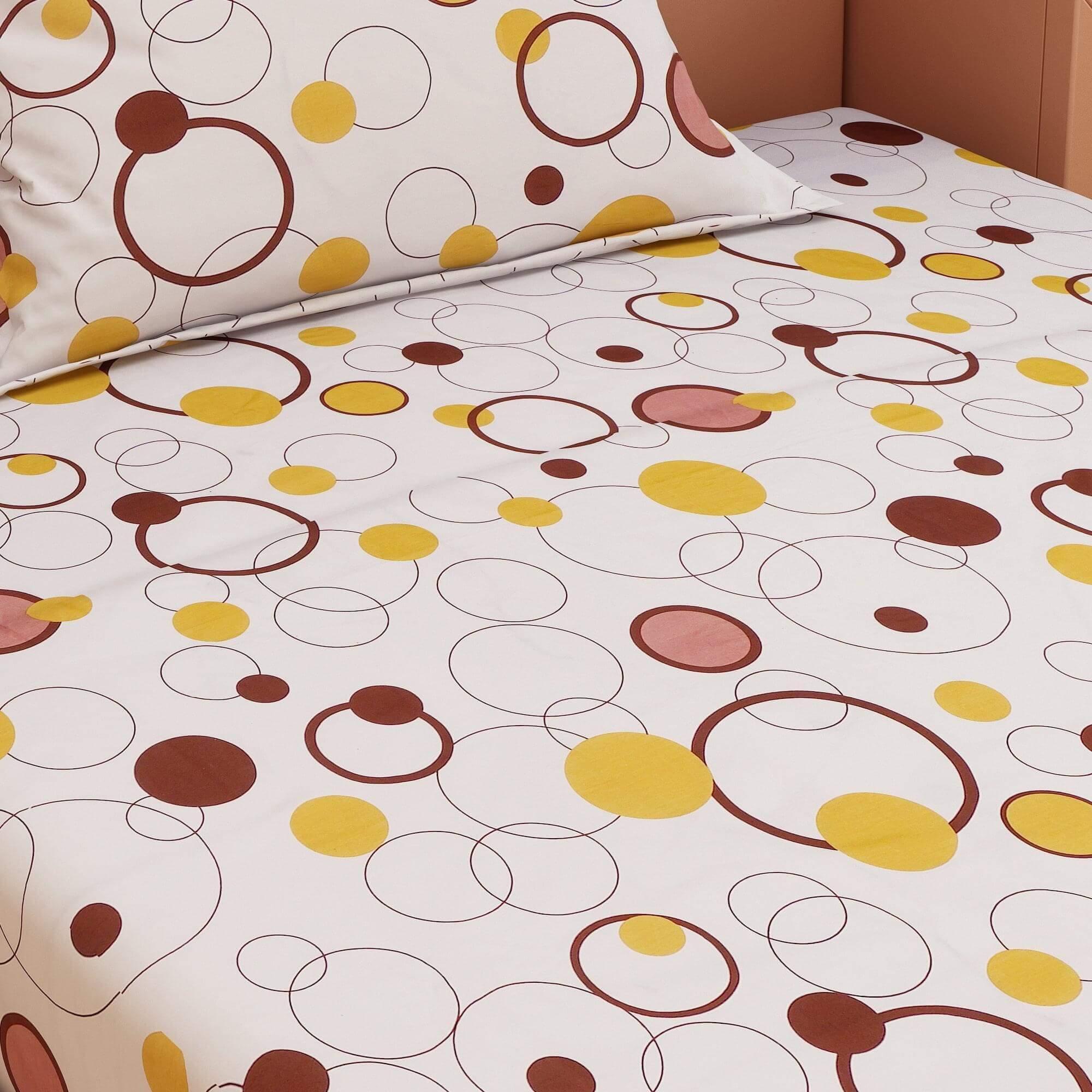 Circular Print Yellow 220 TC 100% Pure Cotton Bedsheet