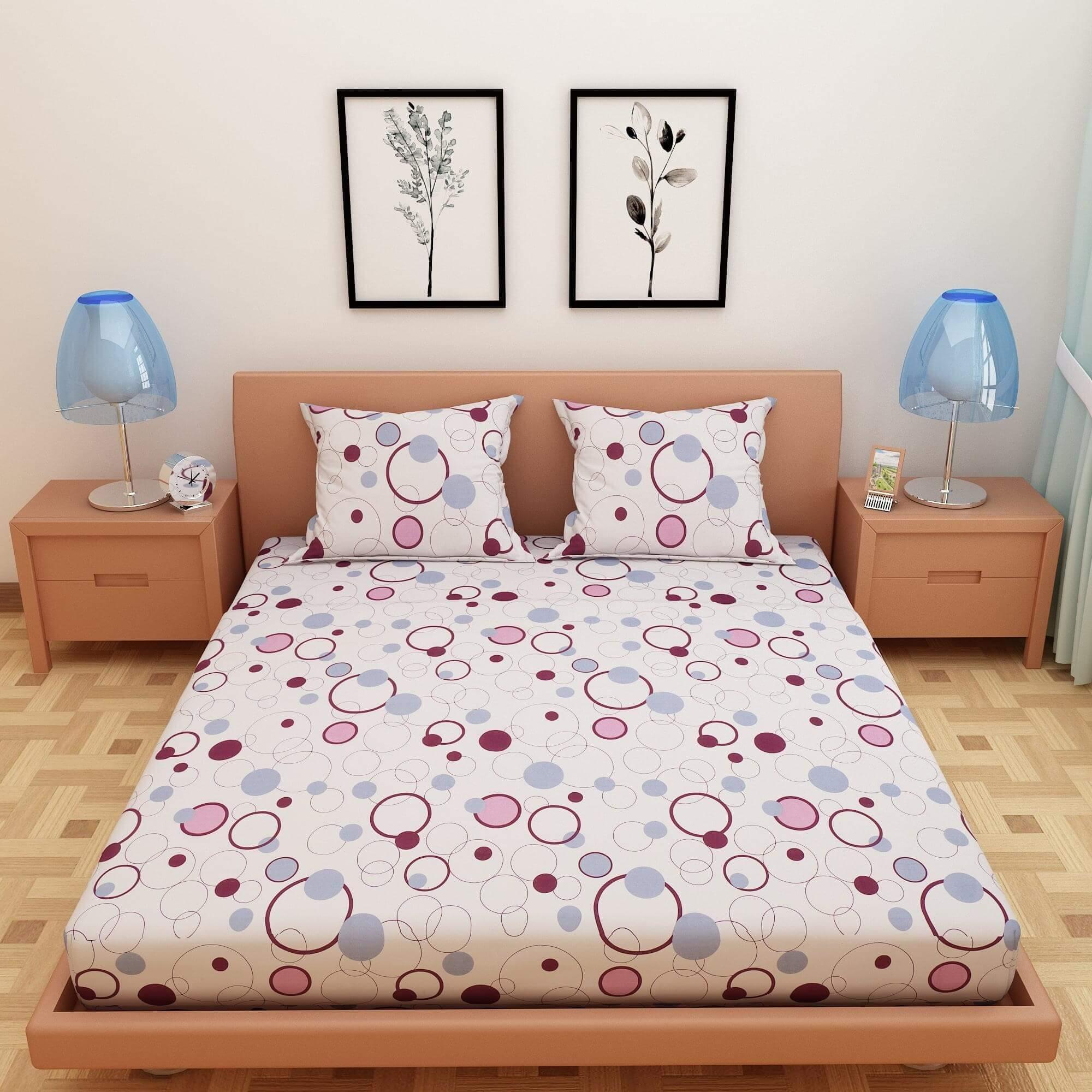 Circular Print Maroon 220 TC 100% Pure Cotton Bedsheet