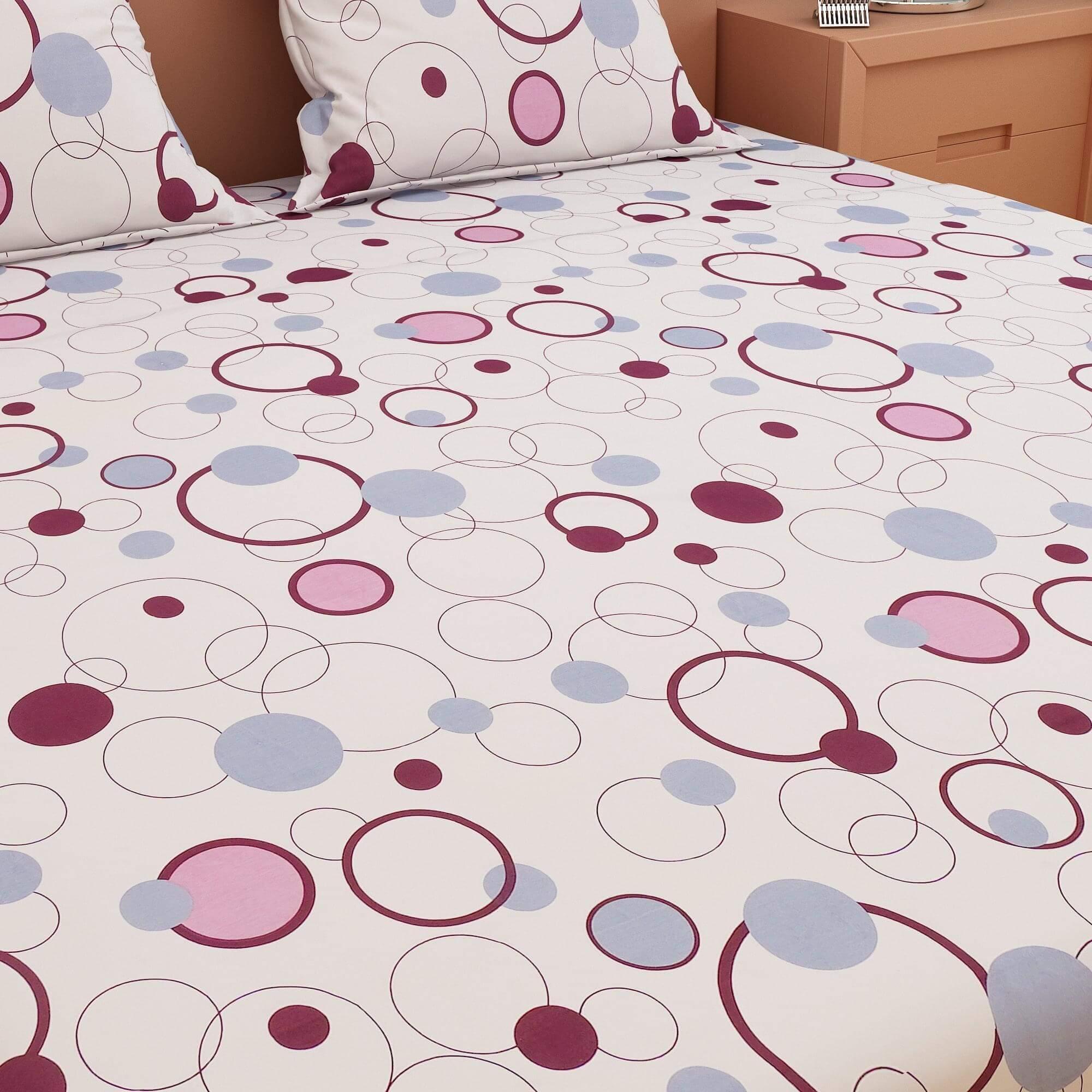 Circular Print Maroon 220 TC 100% Pure Cotton Bedsheet