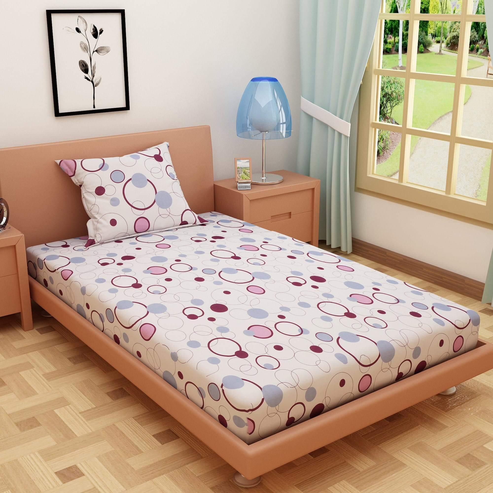 Circular Print Maroon 220 TC 100% Pure Cotton Bedsheet