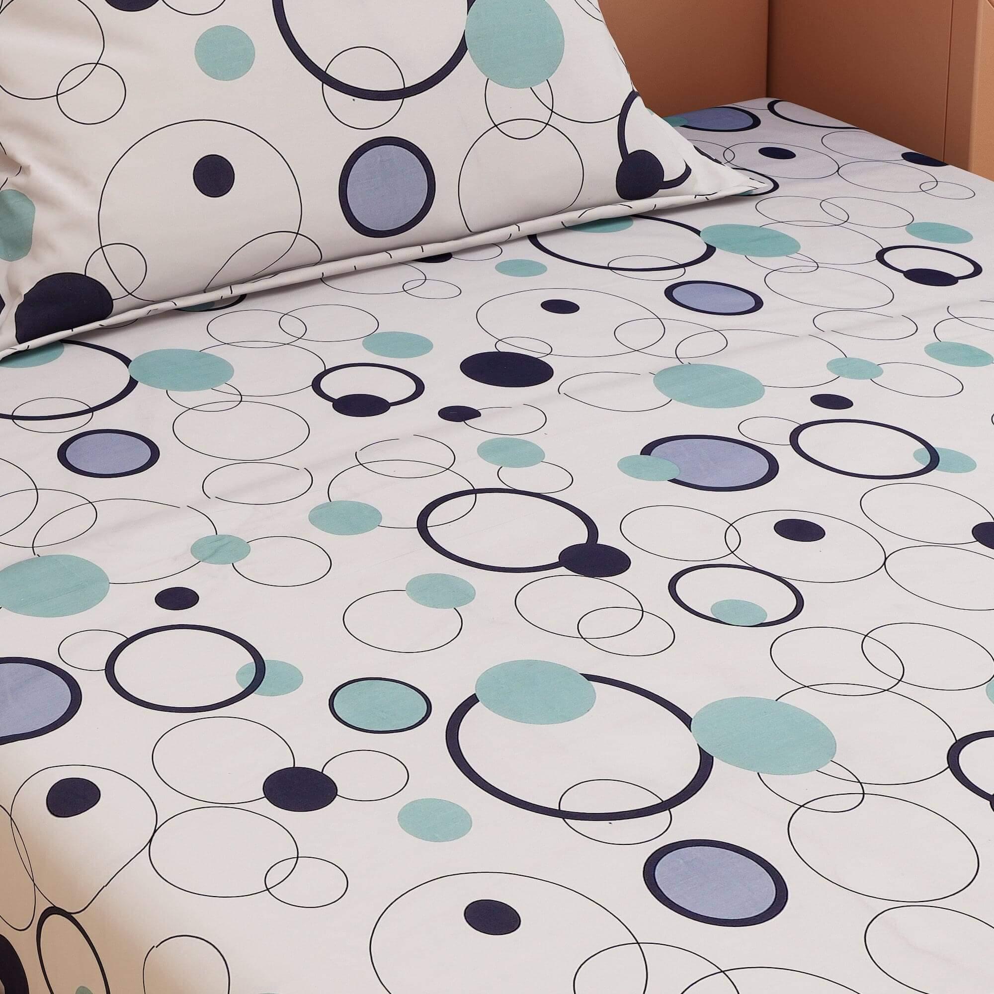 Circular Print Sea Green 220 TC 100% Pure Cotton Bedsheet