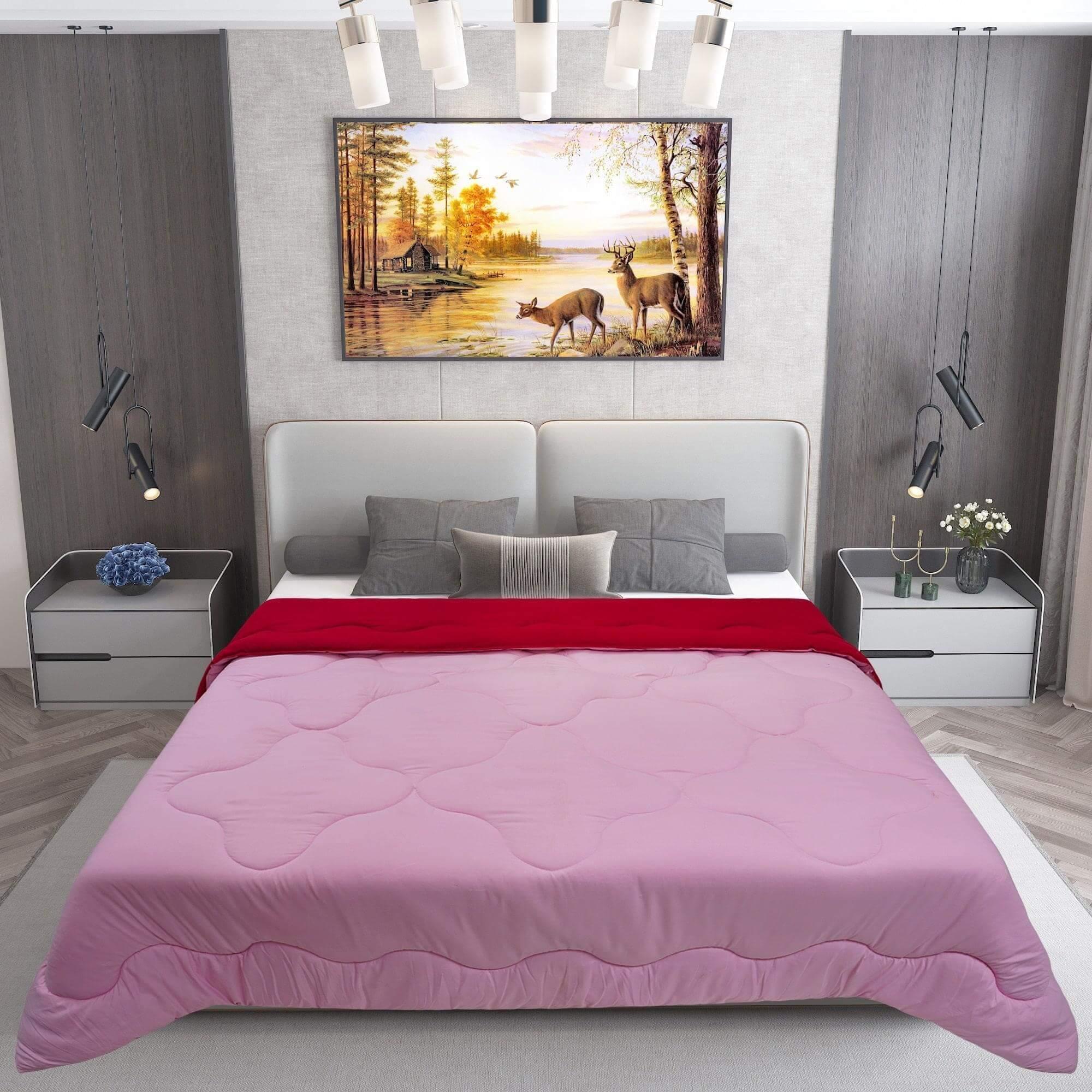 AC Comforter Blanket, Microfiber Reversible (Maroon, Pink)
