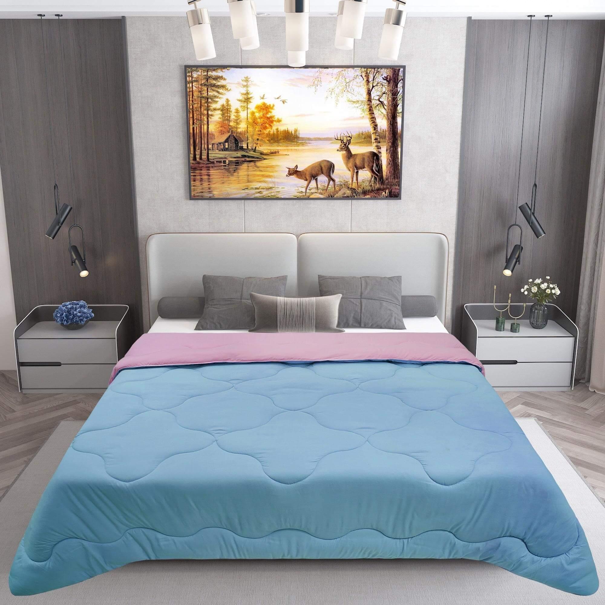 AC Comforter Blanket, Microfiber Reversible (Baby Blue, Pink)