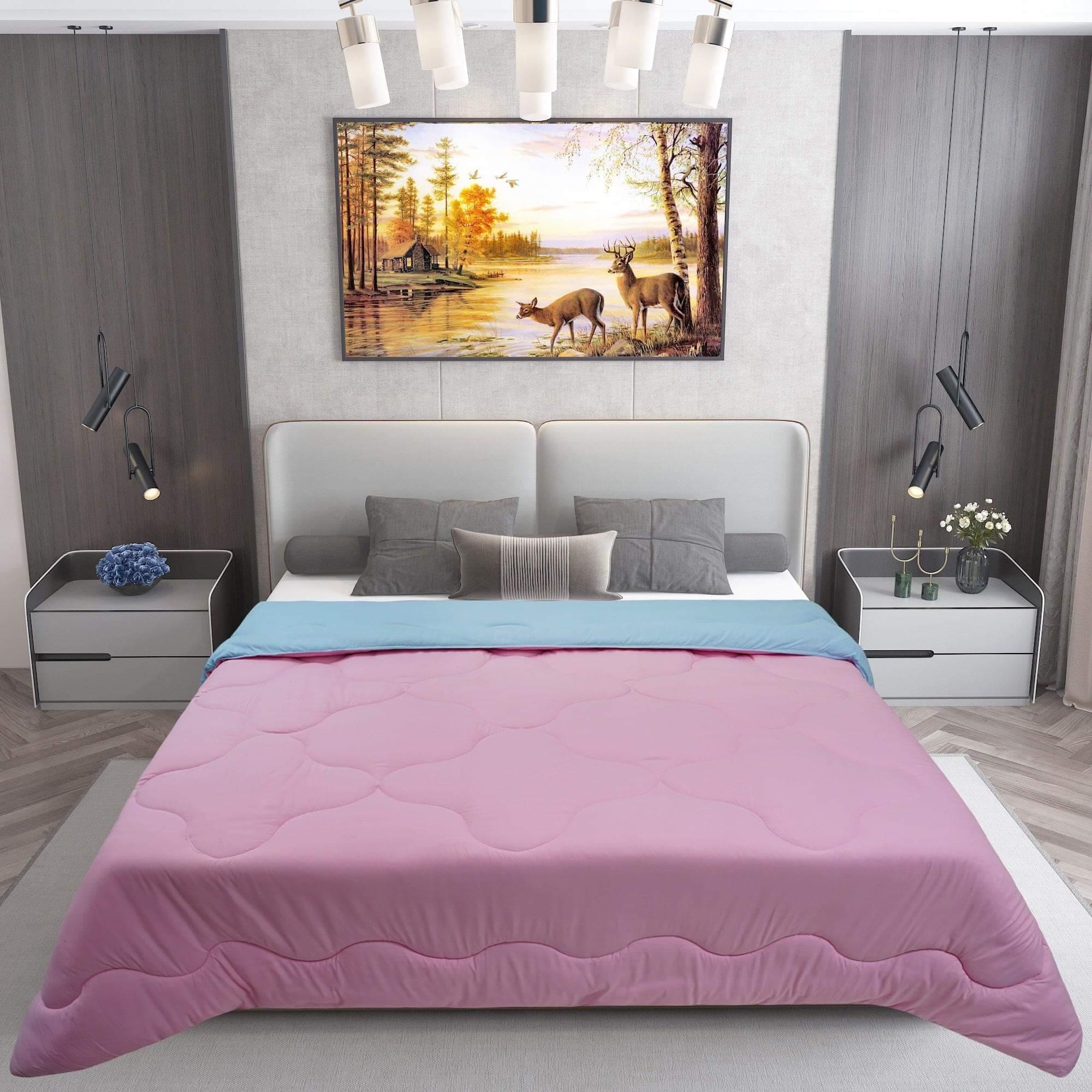 AC Comforter Blanket, Microfiber Reversible (Baby Blue, Pink)