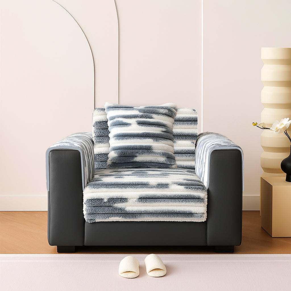 Dream Care Premium Pencil Fur Sofa Cover | Luxury Plush Sofa Protector | Soft Couch Cover for Living Room