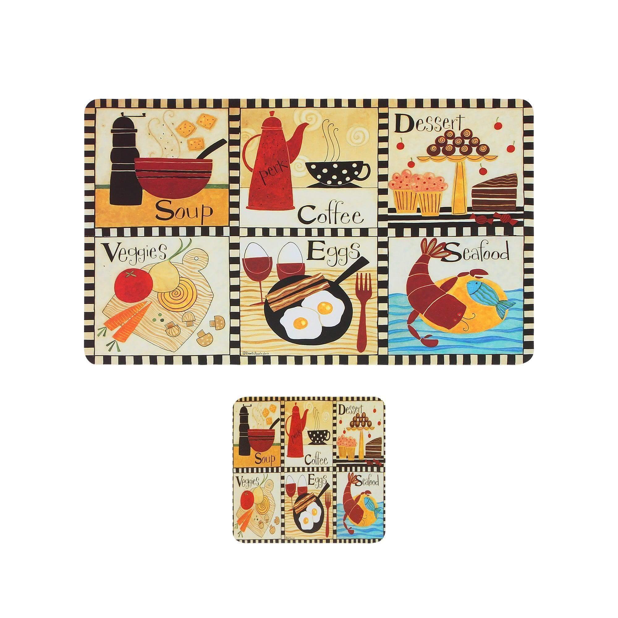 Dining Table Placemats with Coasters, Set of 6, PM04