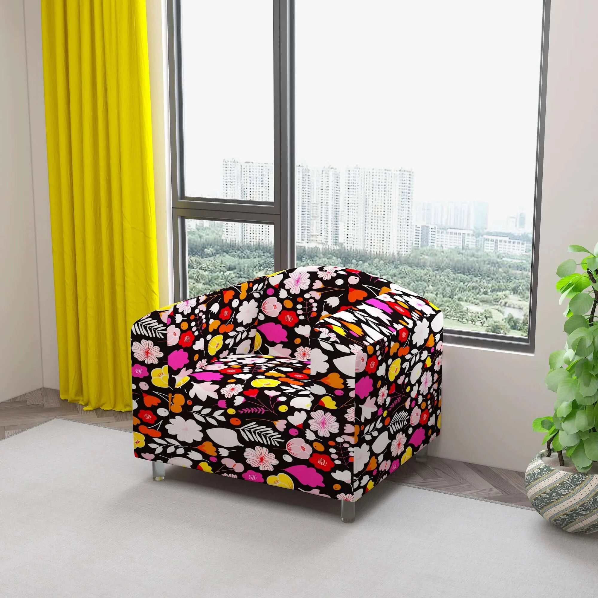 Marigold Printed Sofa Protector Cover Full Stretchable, MG04 - Dream Care Furnishings Private Limited