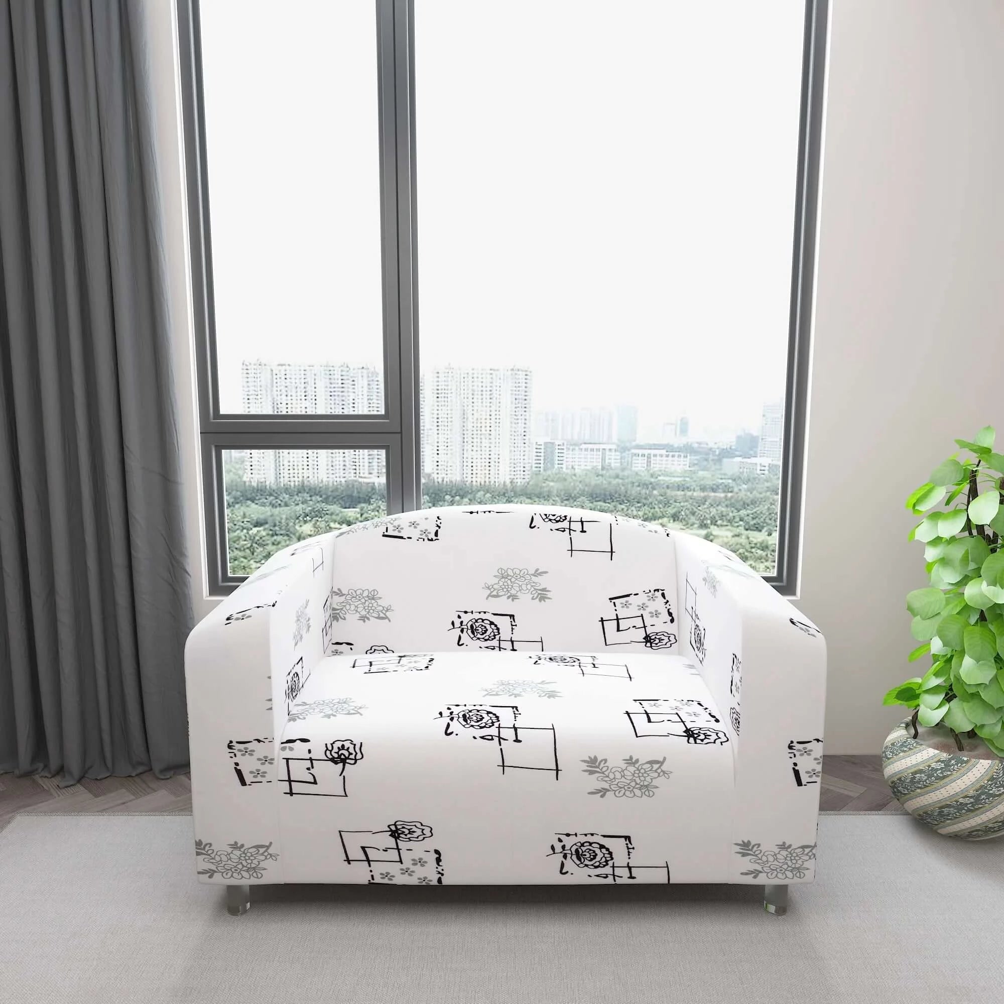Marigold Printed Sofa Protector Cover Full Stretchable, MG17 - Dream Care Furnishings Private Limited