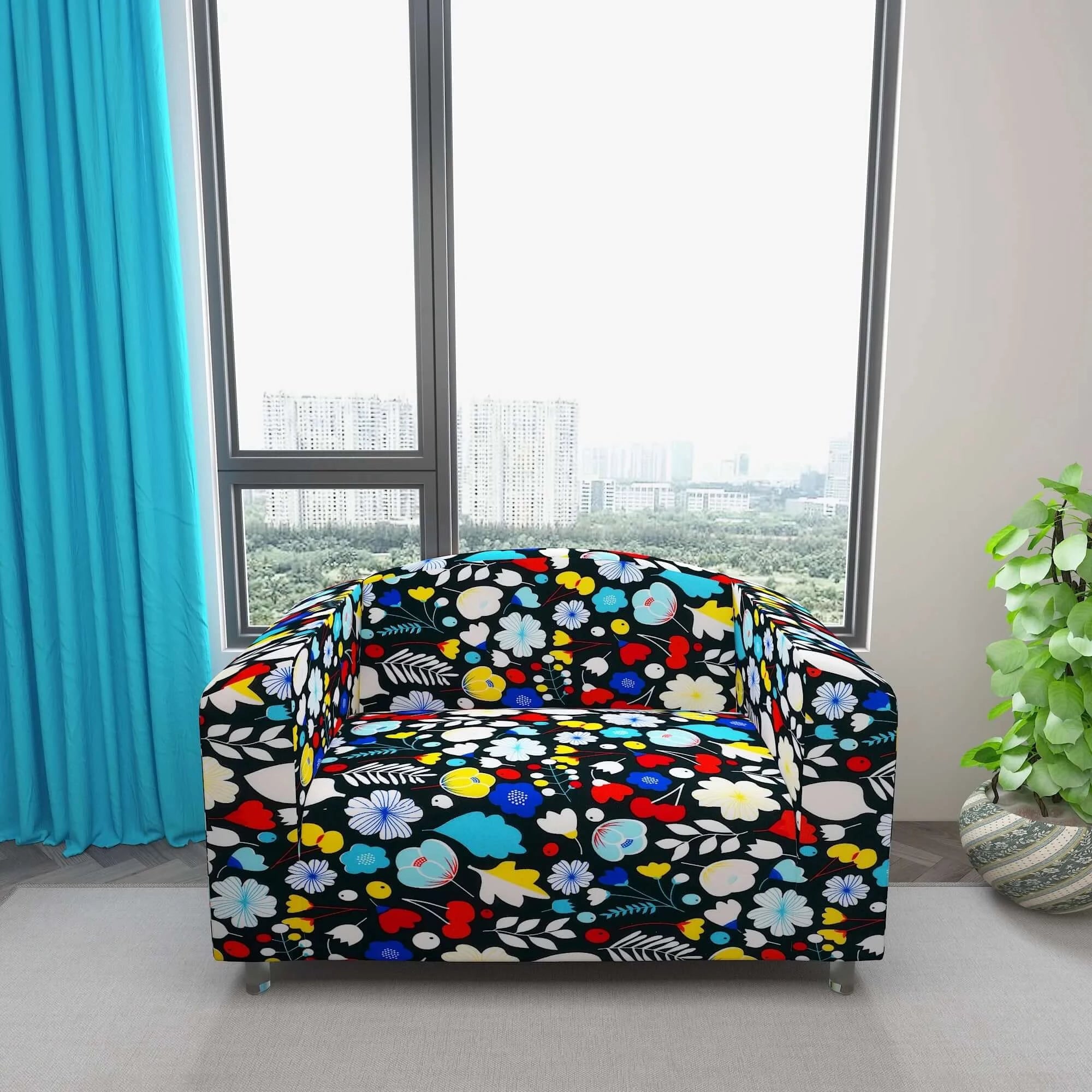 Marigold Printed Sofa Protector Cover Full Stretchable, MG05 - Dream Care Furnishings Private Limited