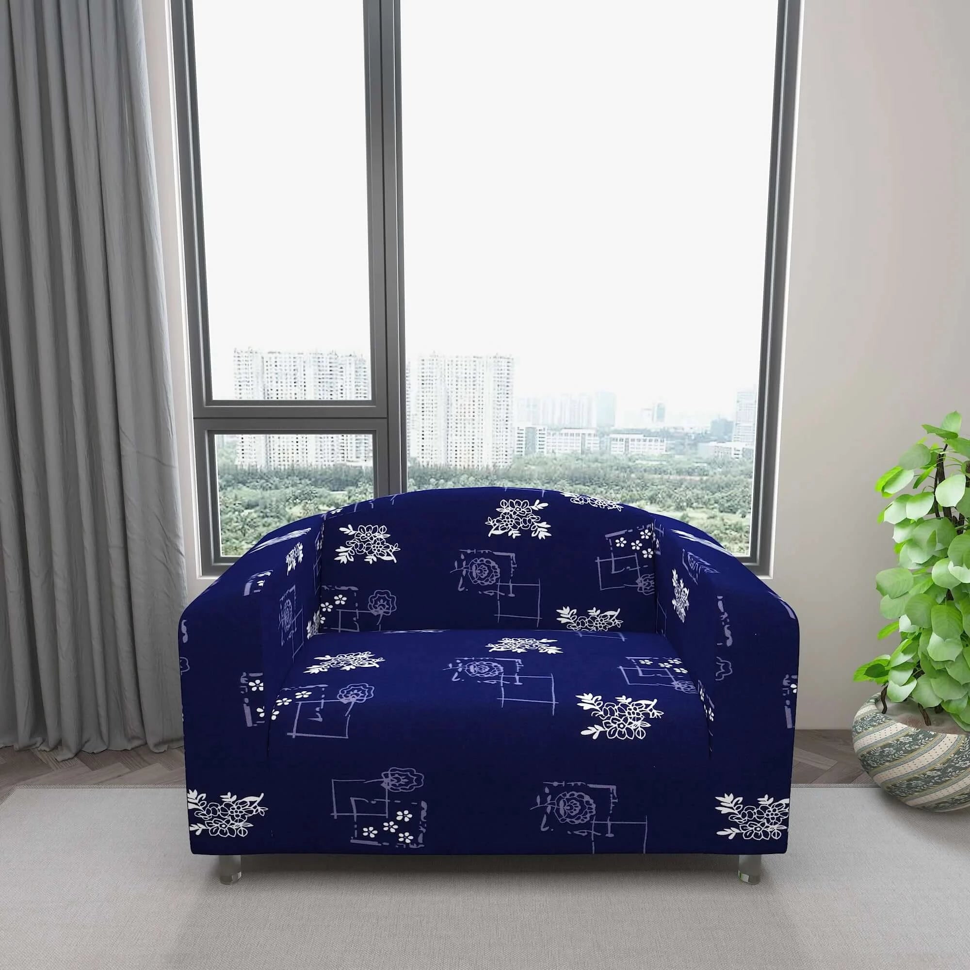 Marigold Printed Sofa Protector Cover Full Stretchable, MG16 - Dream Care Furnishings Private Limited