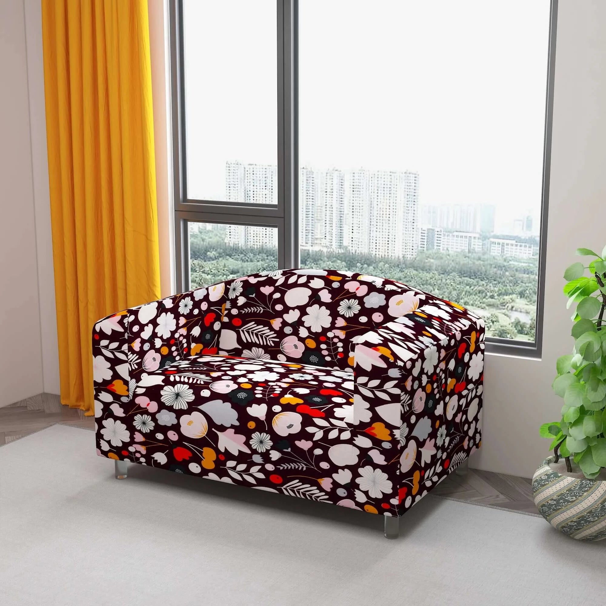 Marigold Printed Sofa Protector Cover Full Stretchable, MG06 - Dream Care Furnishings Private Limited