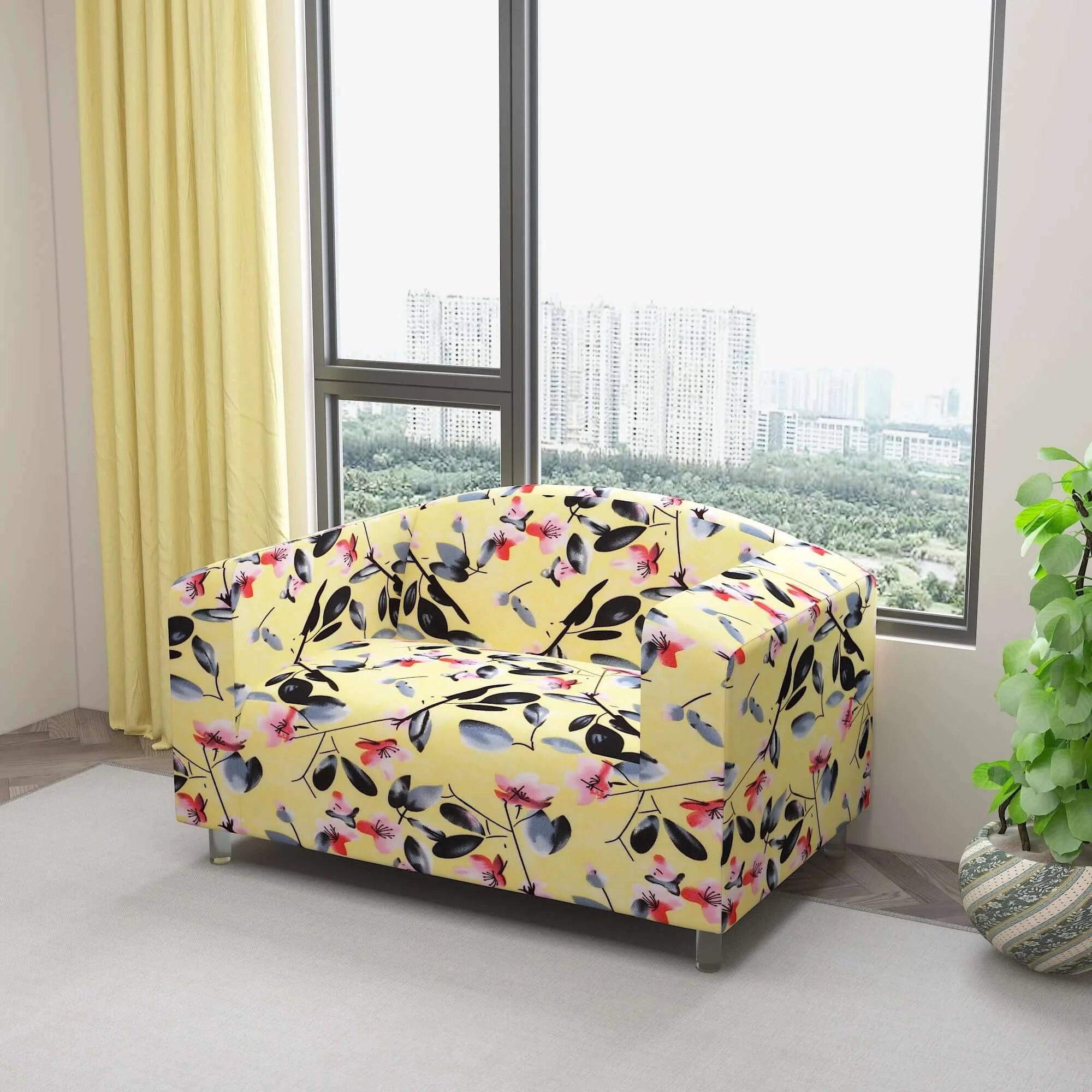 Marigold Printed Sofa Protector Cover Full Stretchable, MG10 - Dream Care Furnishings Private Limited