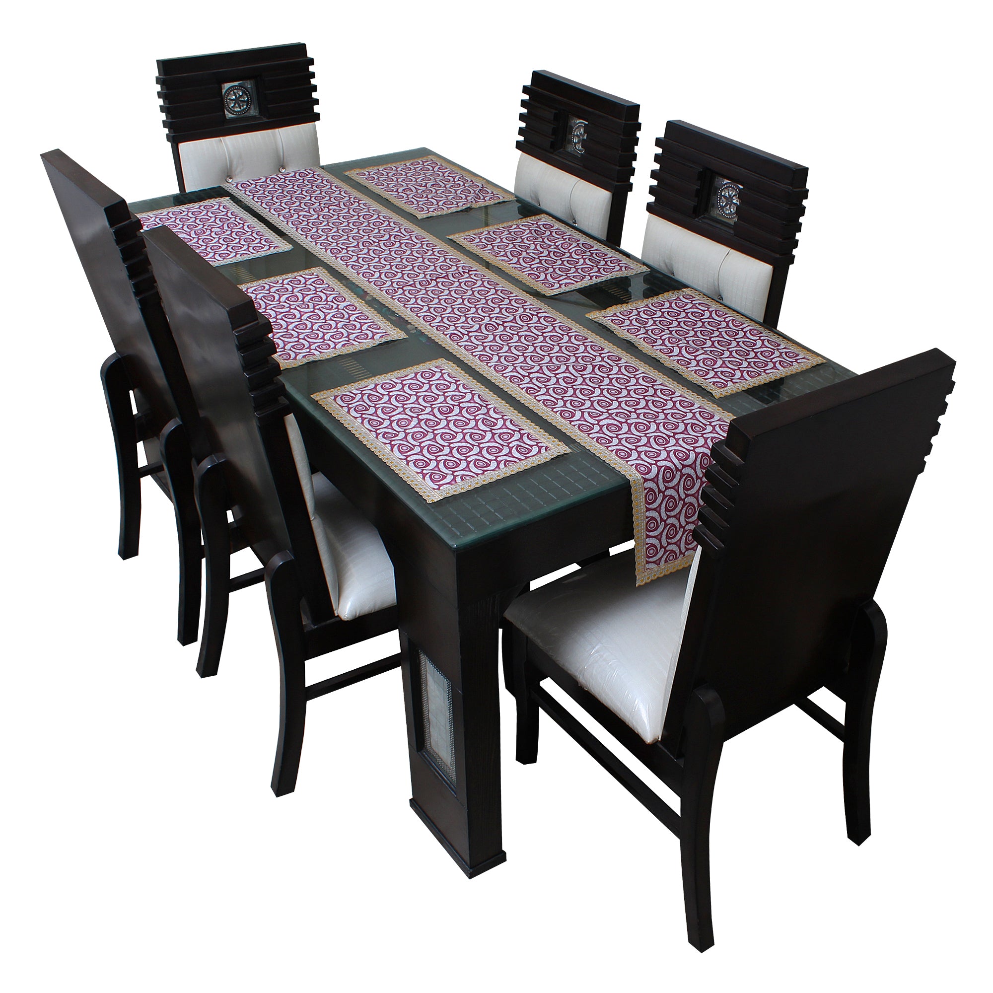 Waterproof & Dustproof Dining Table Runner With 6 Placemats, SA57 - Dream Care Furnishings Private Limited