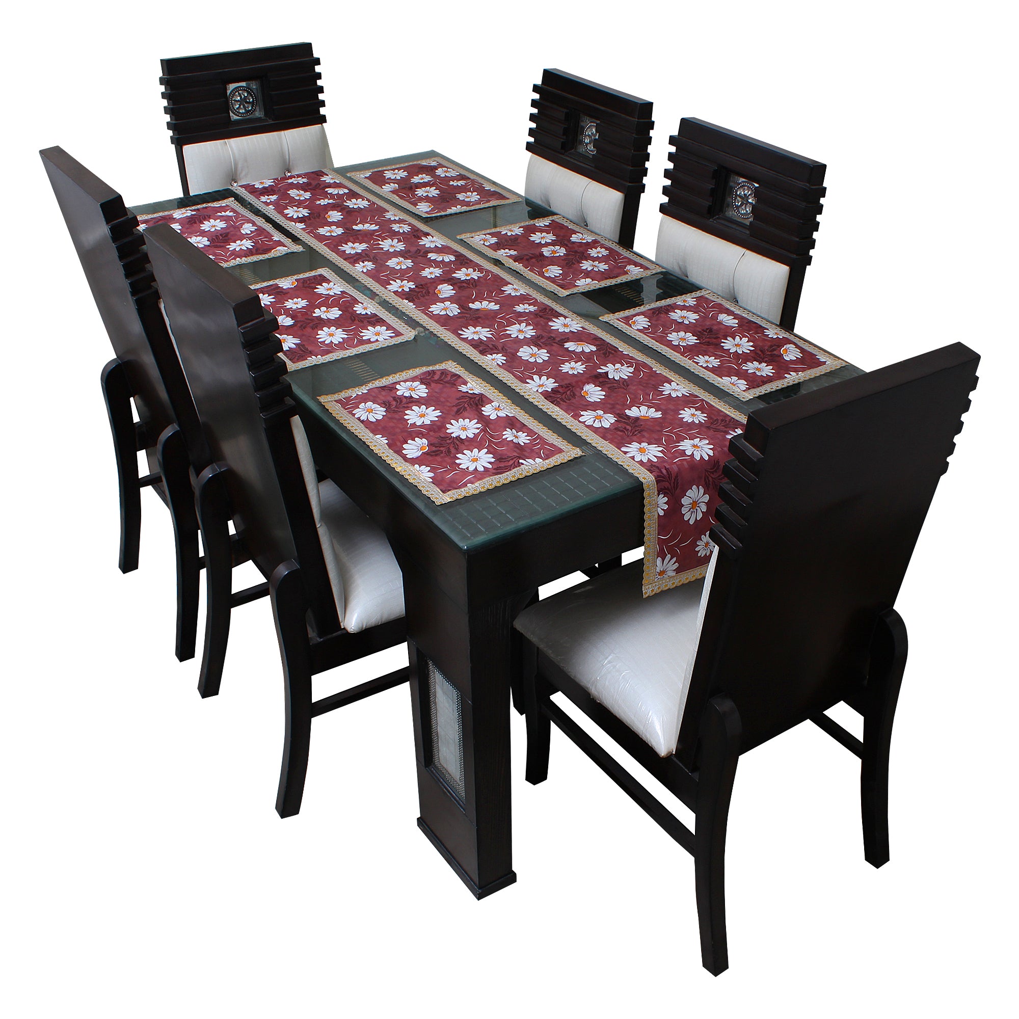 Waterproof & Dustproof Dining Table Runner With 6 Placemats, SA08 - Dream Care Furnishings Private Limited