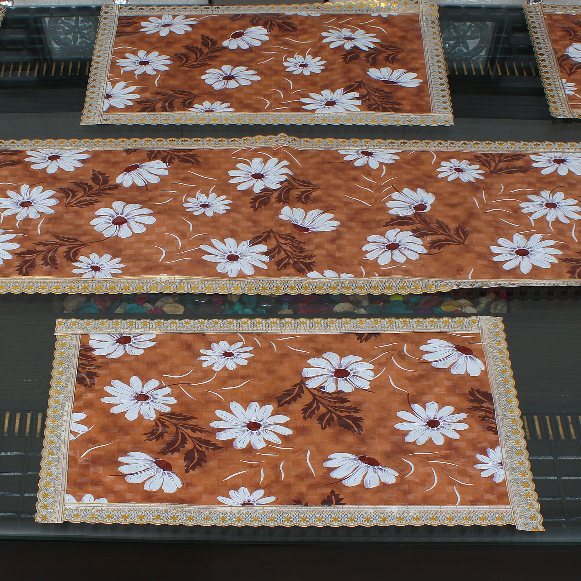 Waterproof & Dustproof Dining Table Runner With 6 Placemats, SA49 - Dream Care Furnishings Private Limited