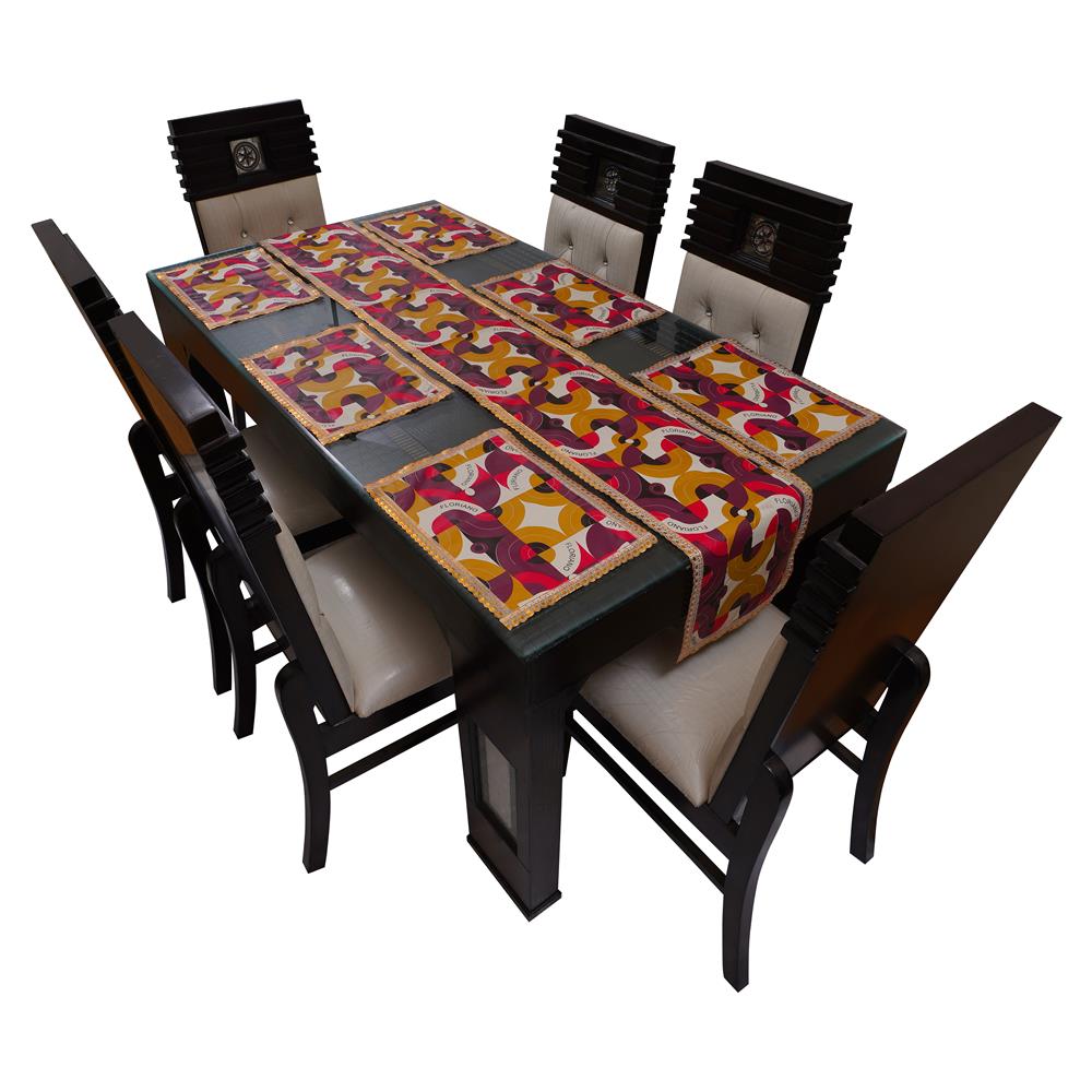 Waterproof & Dustproof Dining Table Runner With 6 Placemats, FLP03 - Dream Care Furnishings Private Limited