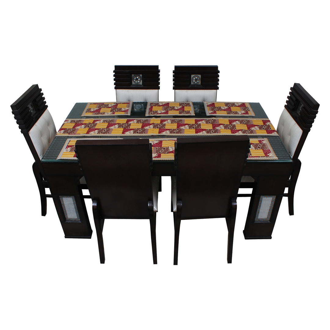 Waterproof & Dustproof Dining Table Runner With 6 Placemats, SA01 - Dream Care Furnishings Private Limited
