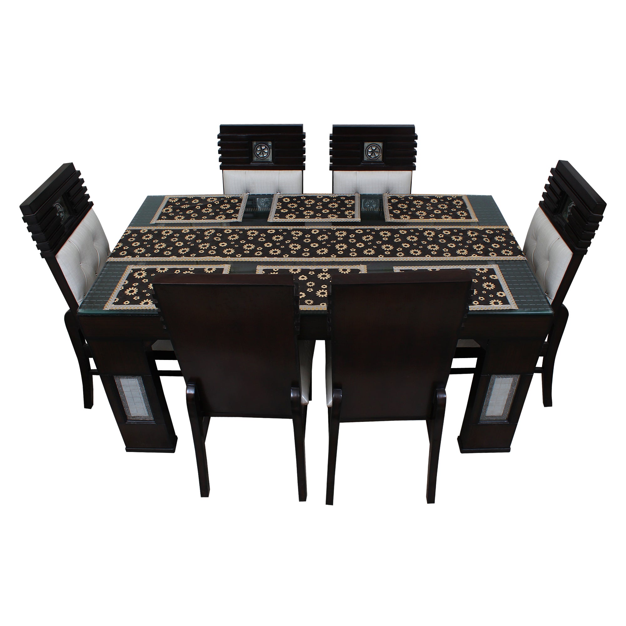 Waterproof & Dustproof Dining Table Runner With 6 Placemats, SA35 - Dream Care Furnishings Private Limited