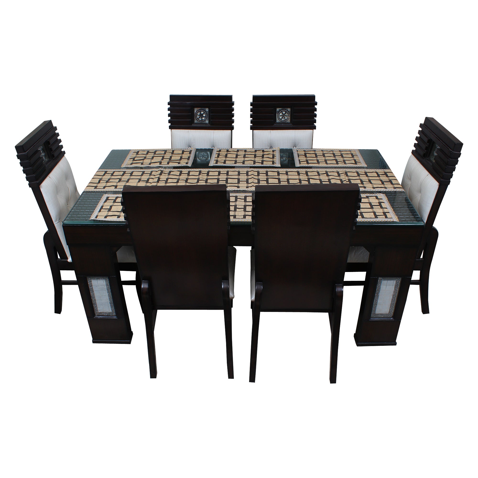 Waterproof & Dustproof Dining Table Runner With 6 Placemats, SA12 - Dream Care Furnishings Private Limited