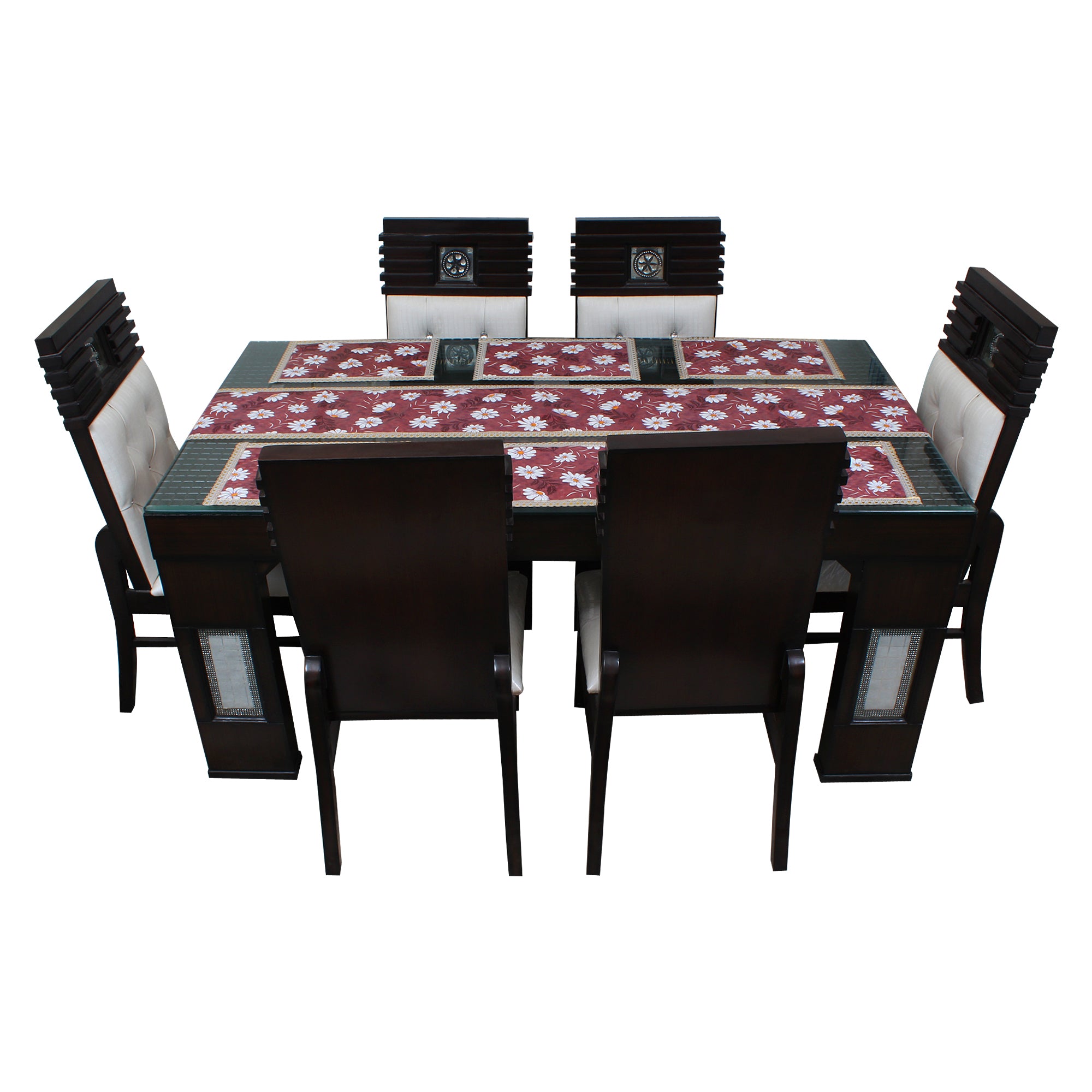 Waterproof & Dustproof Dining Table Runner With 6 Placemats, SA08 - Dream Care Furnishings Private Limited