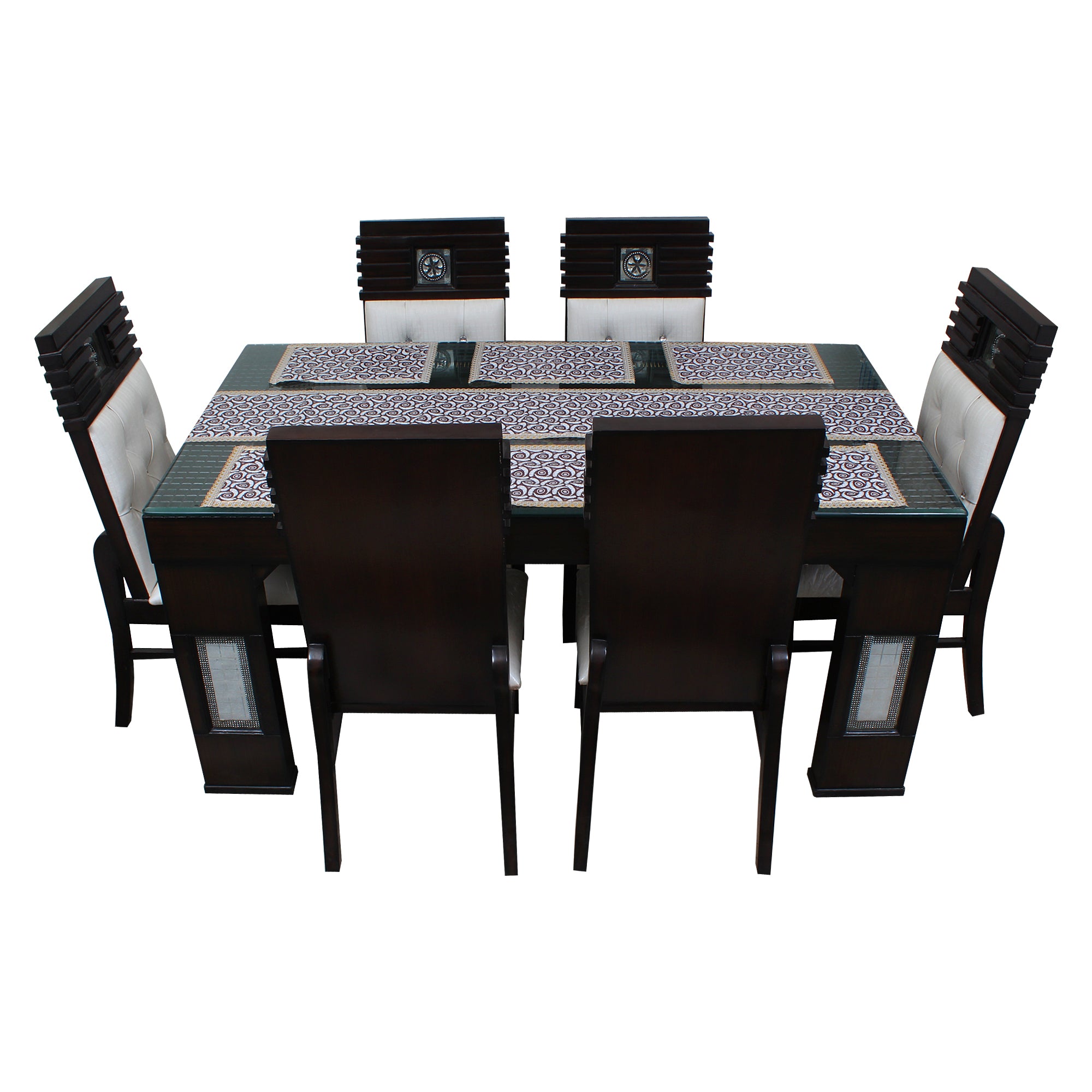 Waterproof & Dustproof Dining Table Runner With 6 Placemats, SA59 - Dream Care Furnishings Private Limited