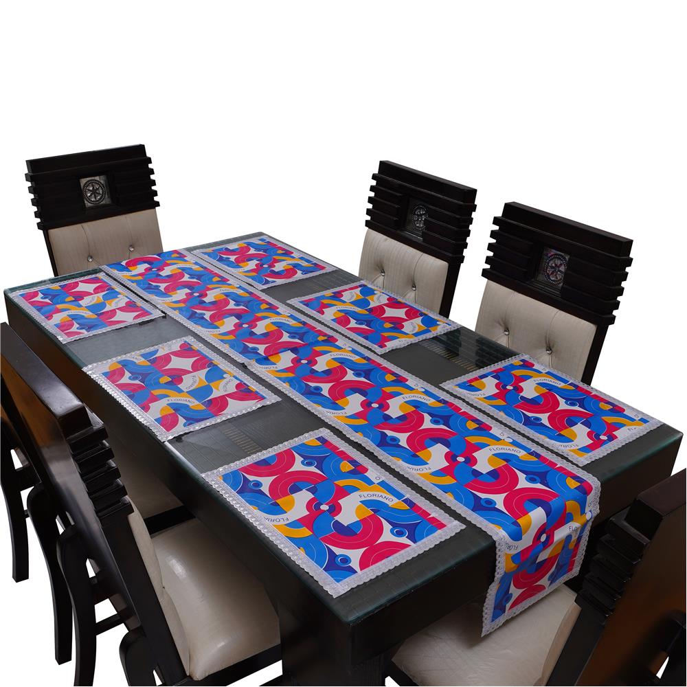 Waterproof & Dustproof Dining Table Runner With 6 Placemats, FLP04 - Dream Care Furnishings Private Limited